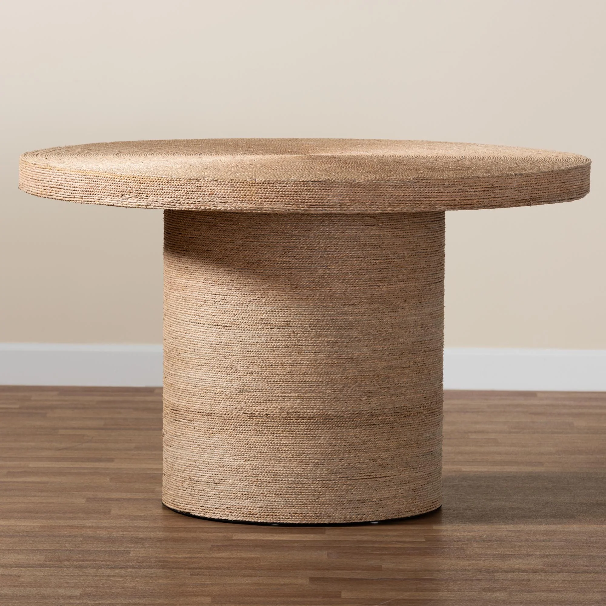 Baxton Studio bali & pari Bistra Modern Bohemian Natural Brown Seagrass and Wood Dining Table - Image 6