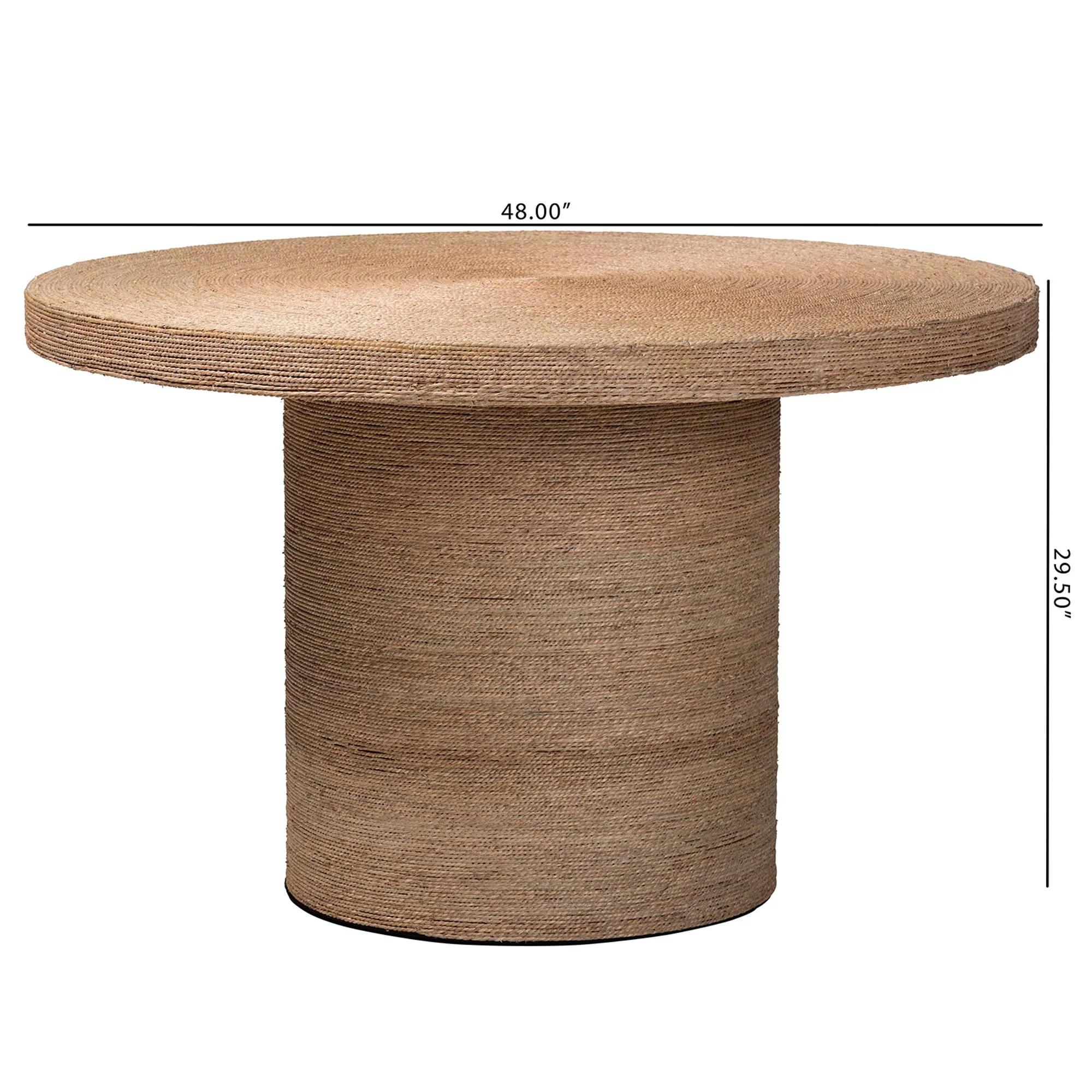 Baxton Studio bali & pari Bistra Modern Bohemian Natural Brown Seagrass and Wood Dining Table - Image 7