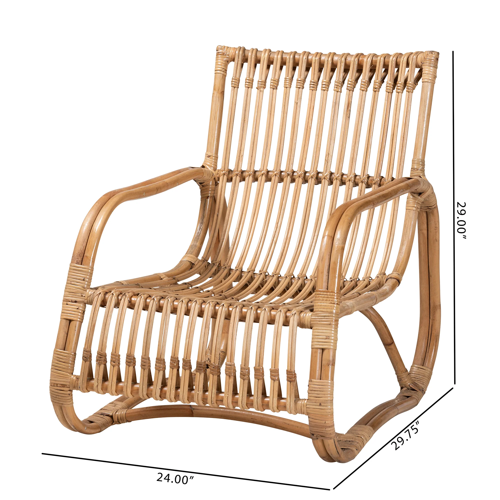 Baxton Studio bali & pari Blanca Modern Bohemian Natural Rattan Accent Chair - Image 10