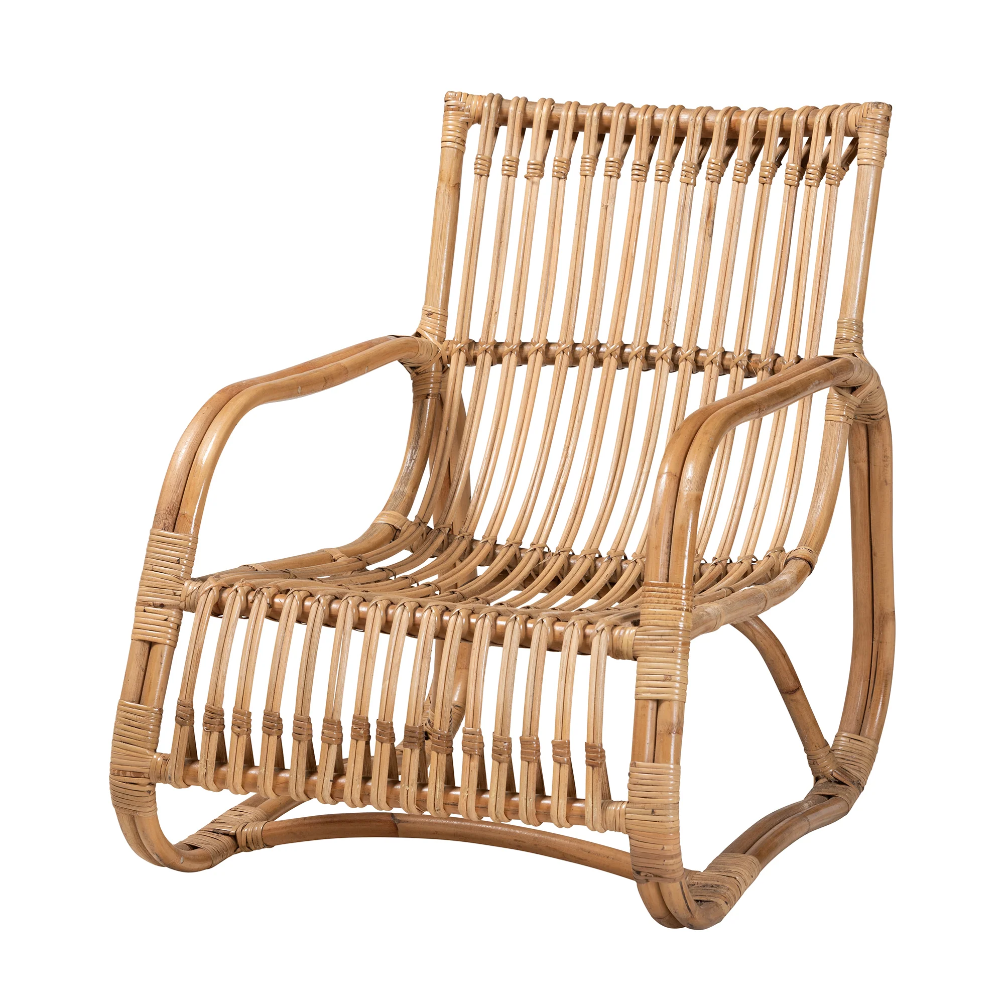 Baxton Studio bali & pari Blanca Modern Bohemian Natural Rattan Accent Chair - Image 2