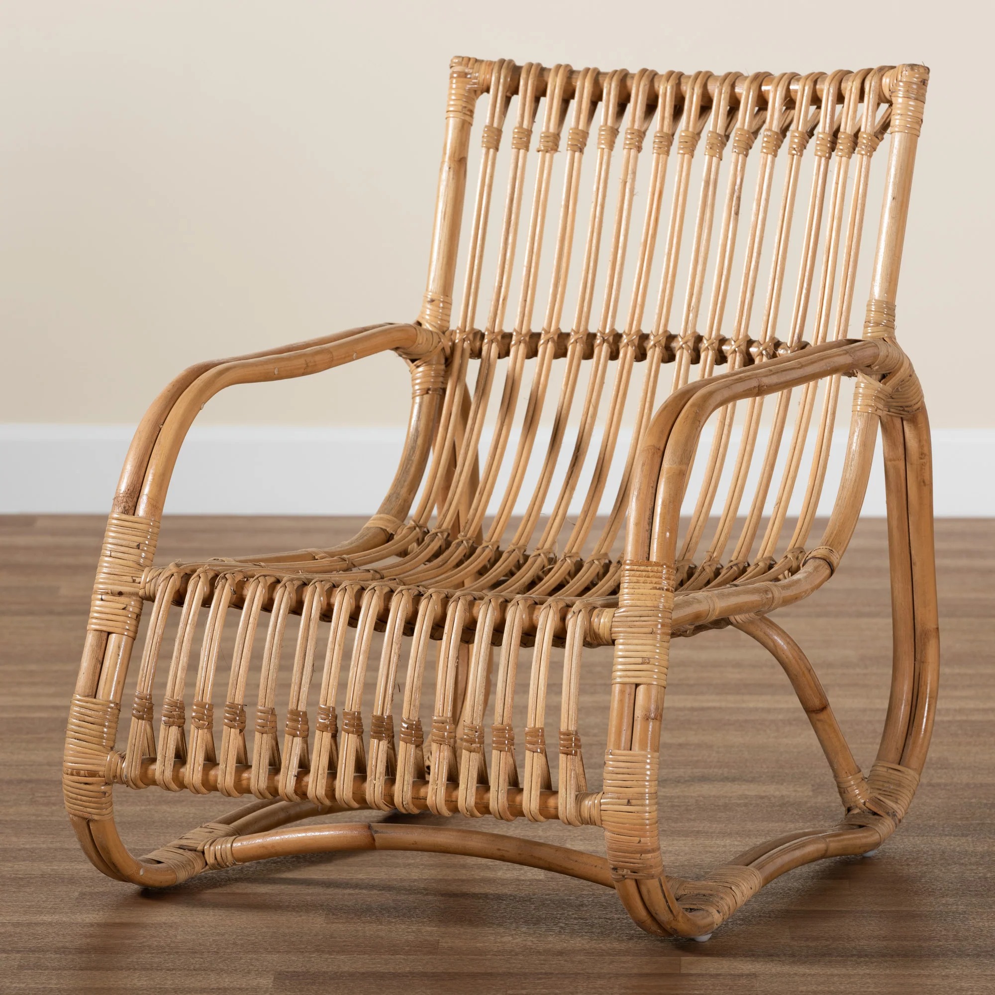 Baxton Studio bali & pari Blanca Modern Bohemian Natural Rattan Accent Chair - Image 9