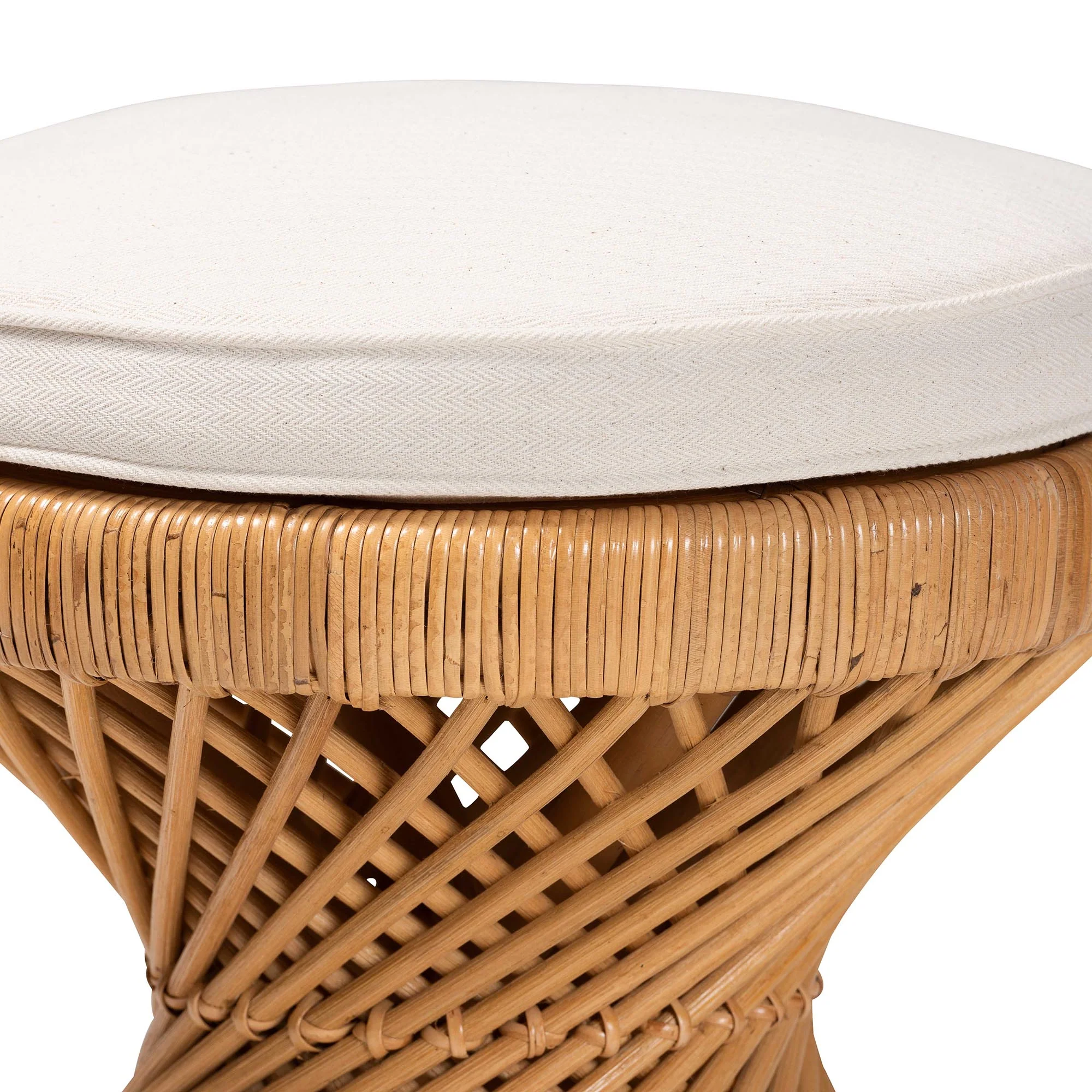 Baxton Studio bali & pari Borneo Bohemian Light Honey Rattan Footstool - Image 3