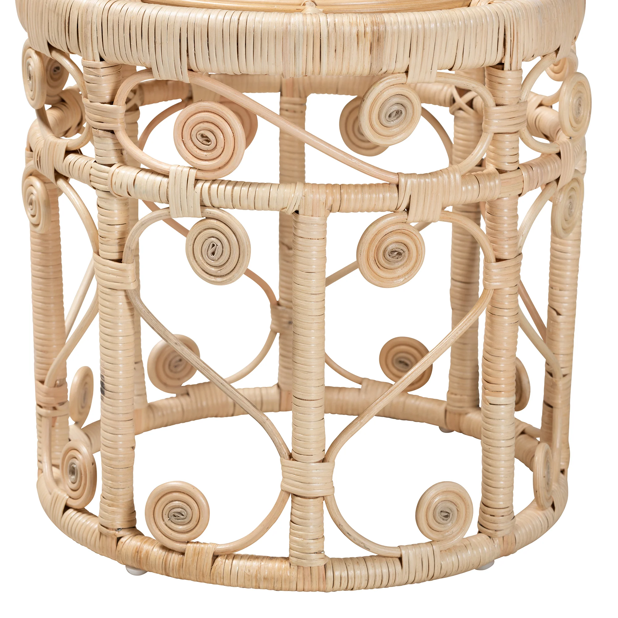 Baxton Studio bali & pari Bowie Modern Bohemian Natural Brown Rattan 2-Piece Nesting End Table Set - Image 5