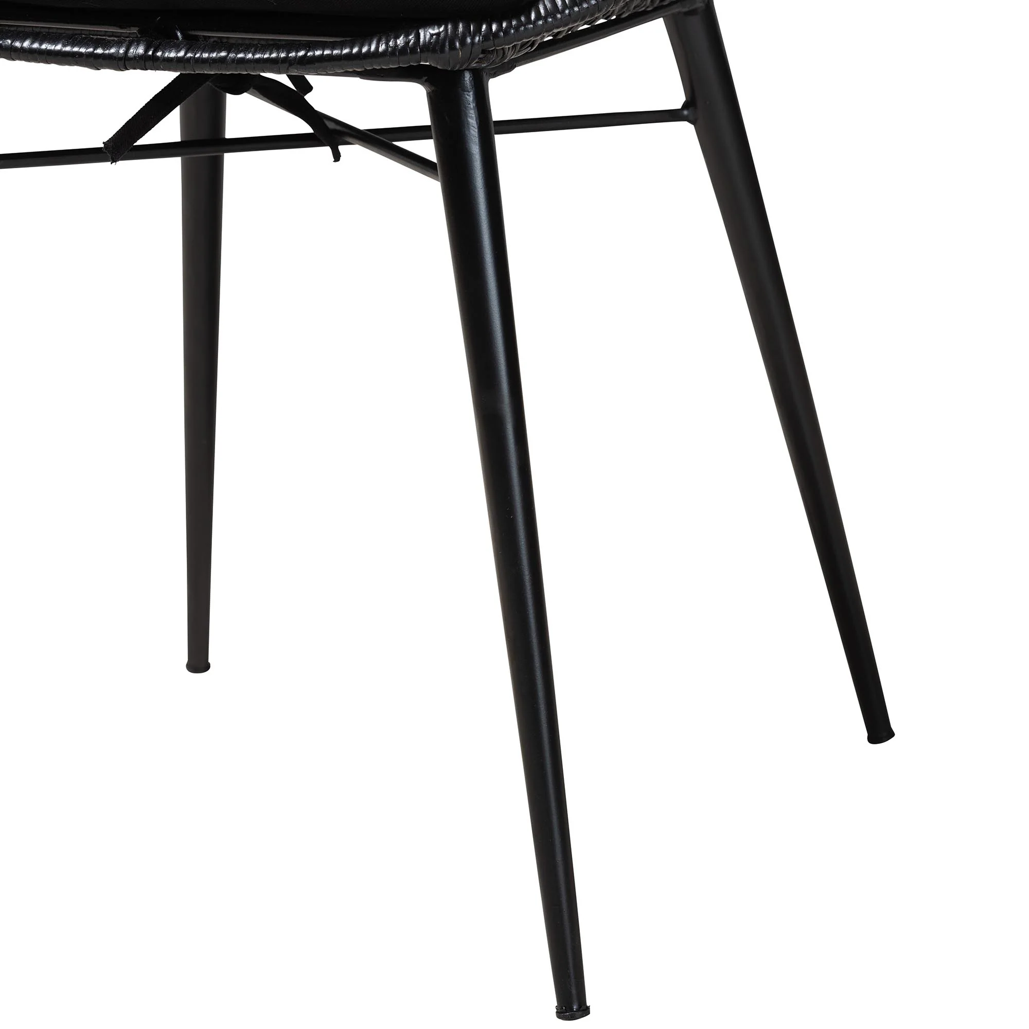 Baxton Studio bali & pari Brenna Modern Bohemian Greywashed Rattan and Black Metal 2-Piece Dining Chair Set - Image 15