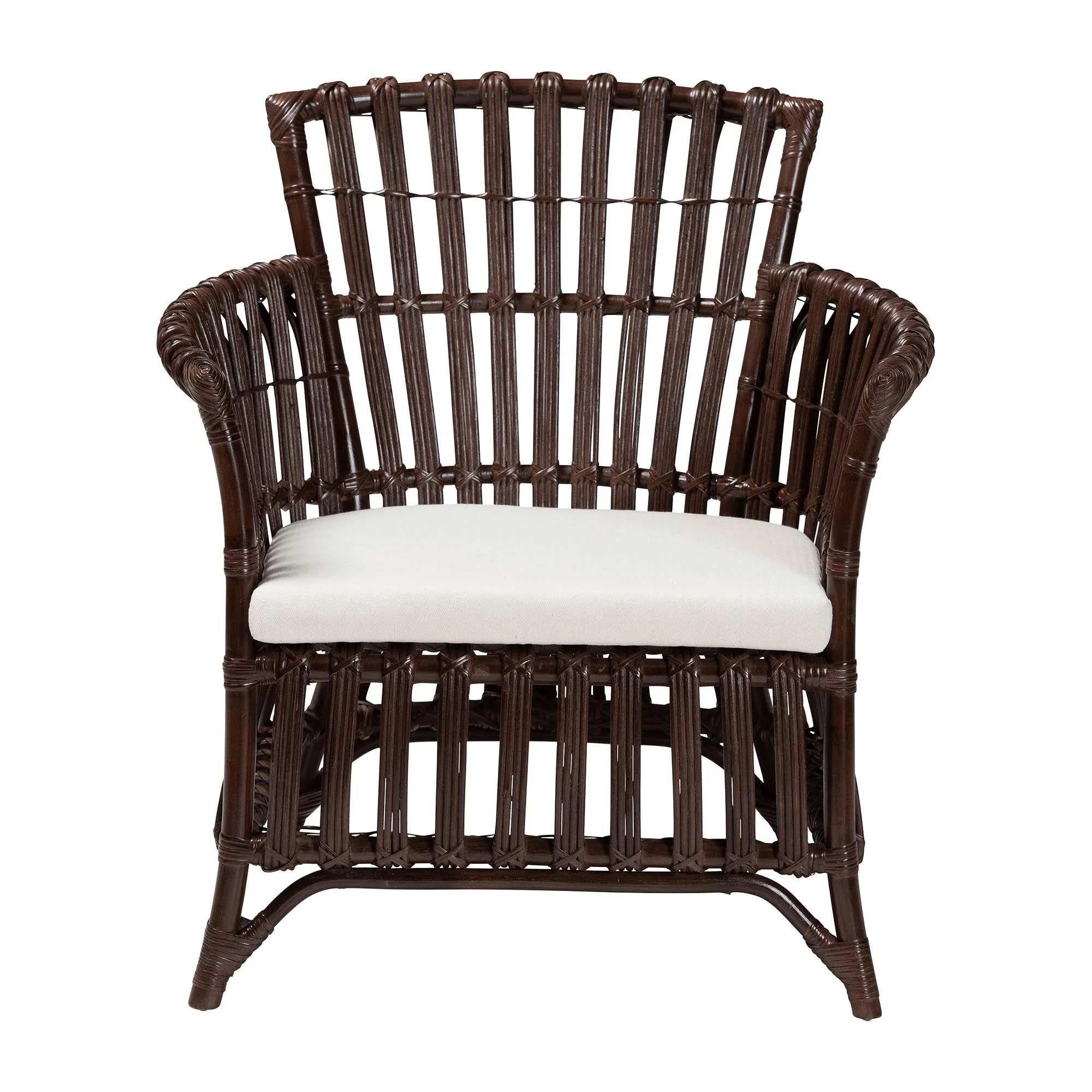 Baxton Studio bali & pari Brooklyn Bohemian Very Dark Brown Rattan Arm Chair - Image 5