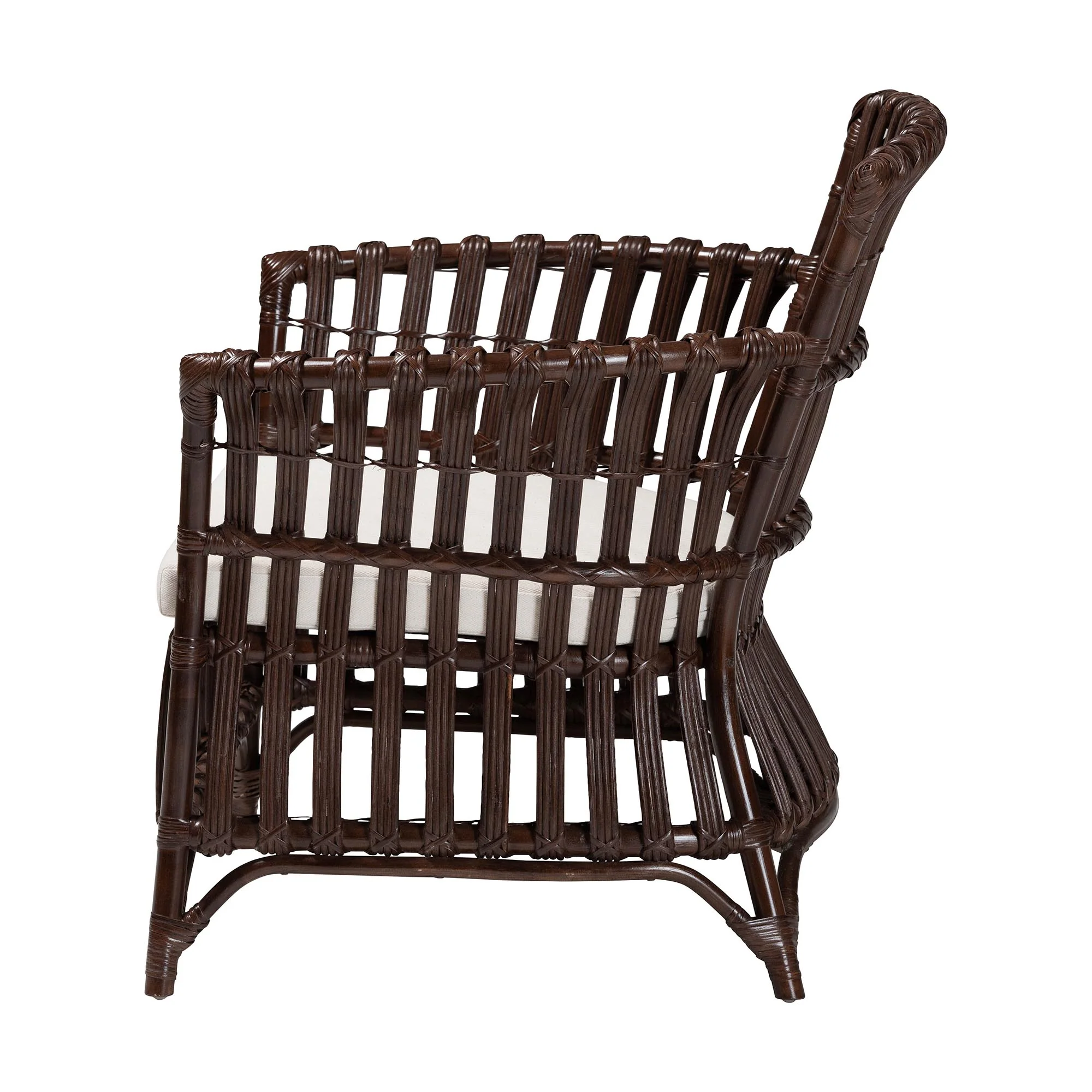 Baxton Studio bali & pari Brooklyn Bohemian Very Dark Brown Rattan Arm Chair - Image 6