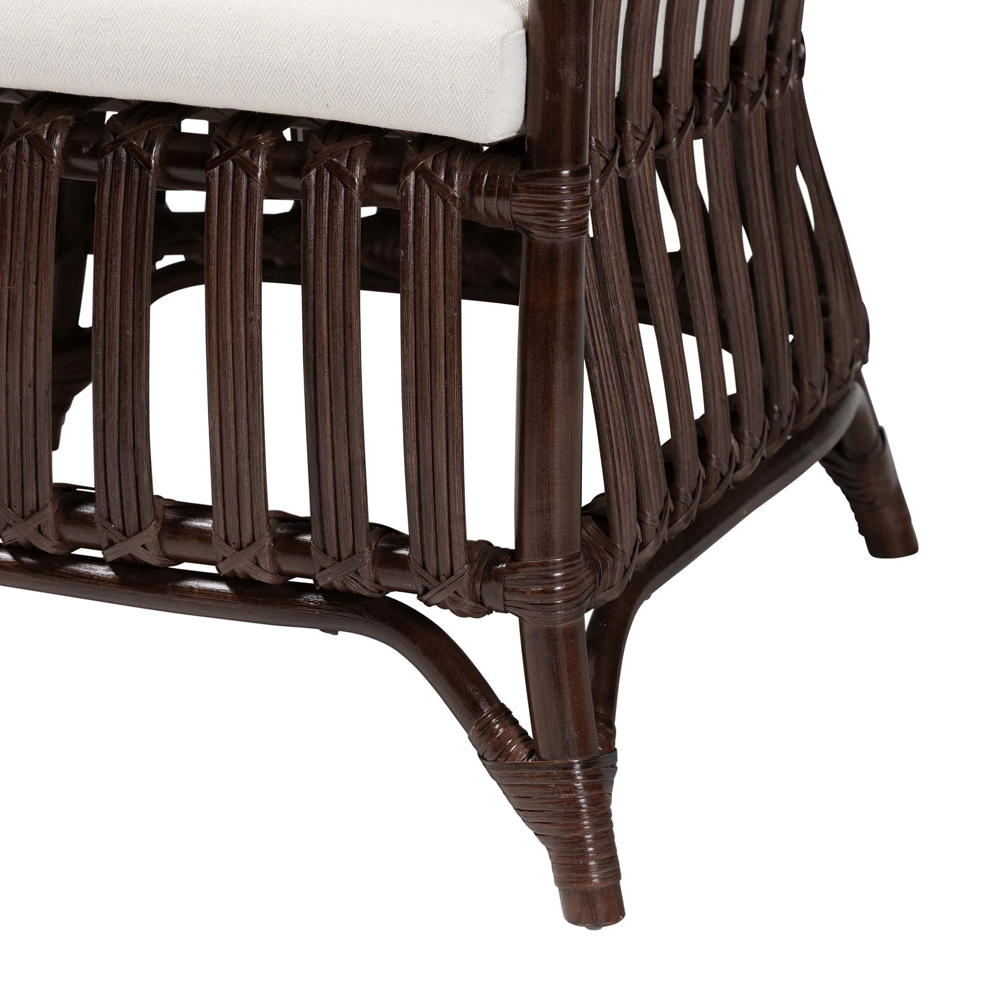 Baxton Studio bali & pari Brooklyn Bohemian Very Dark Brown Rattan Arm Chair - Image 9