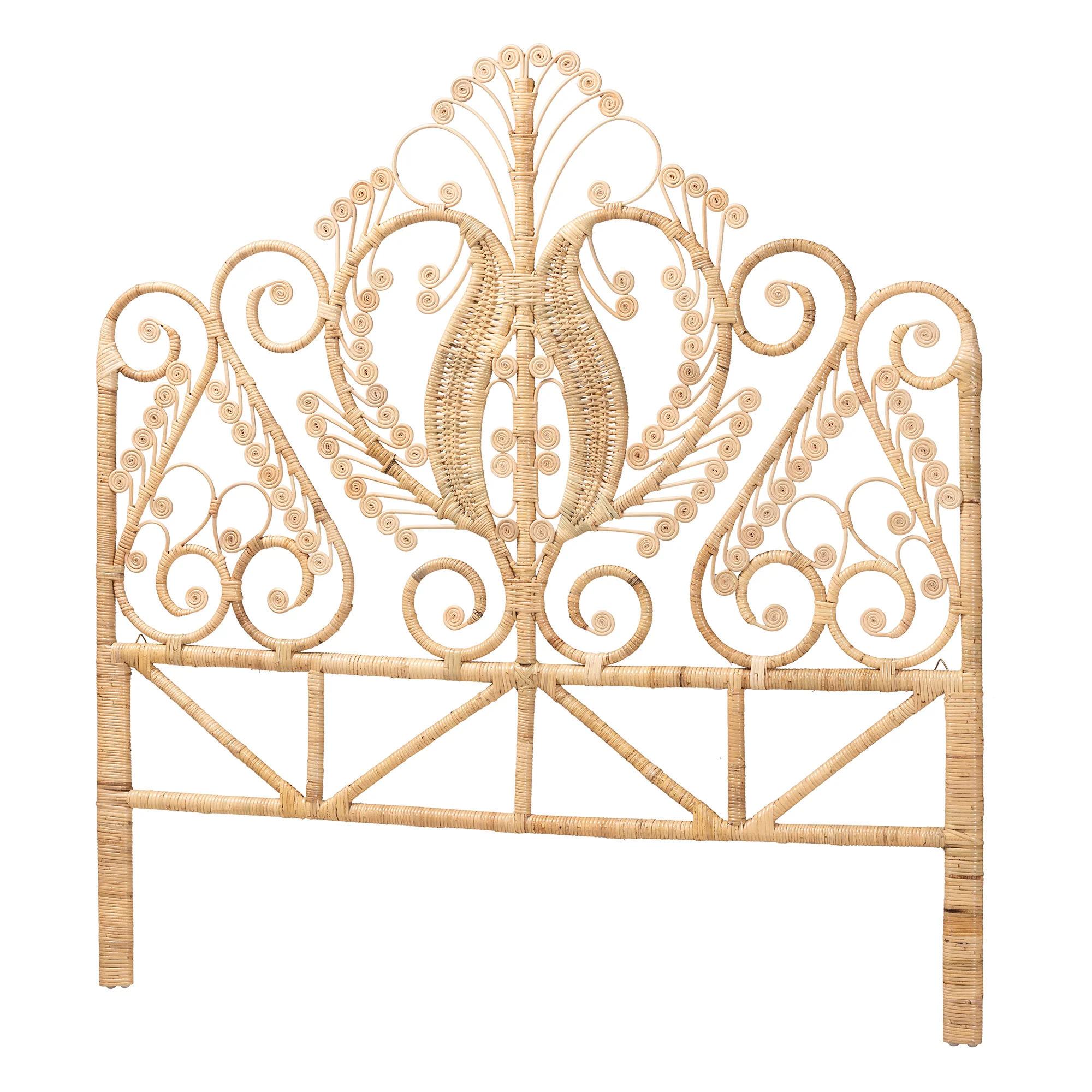 Baxton Studio bali & pari Caelinus Modern Bohemian Natural Brown Rattan Queen Size Standalone Headboard - Image 3