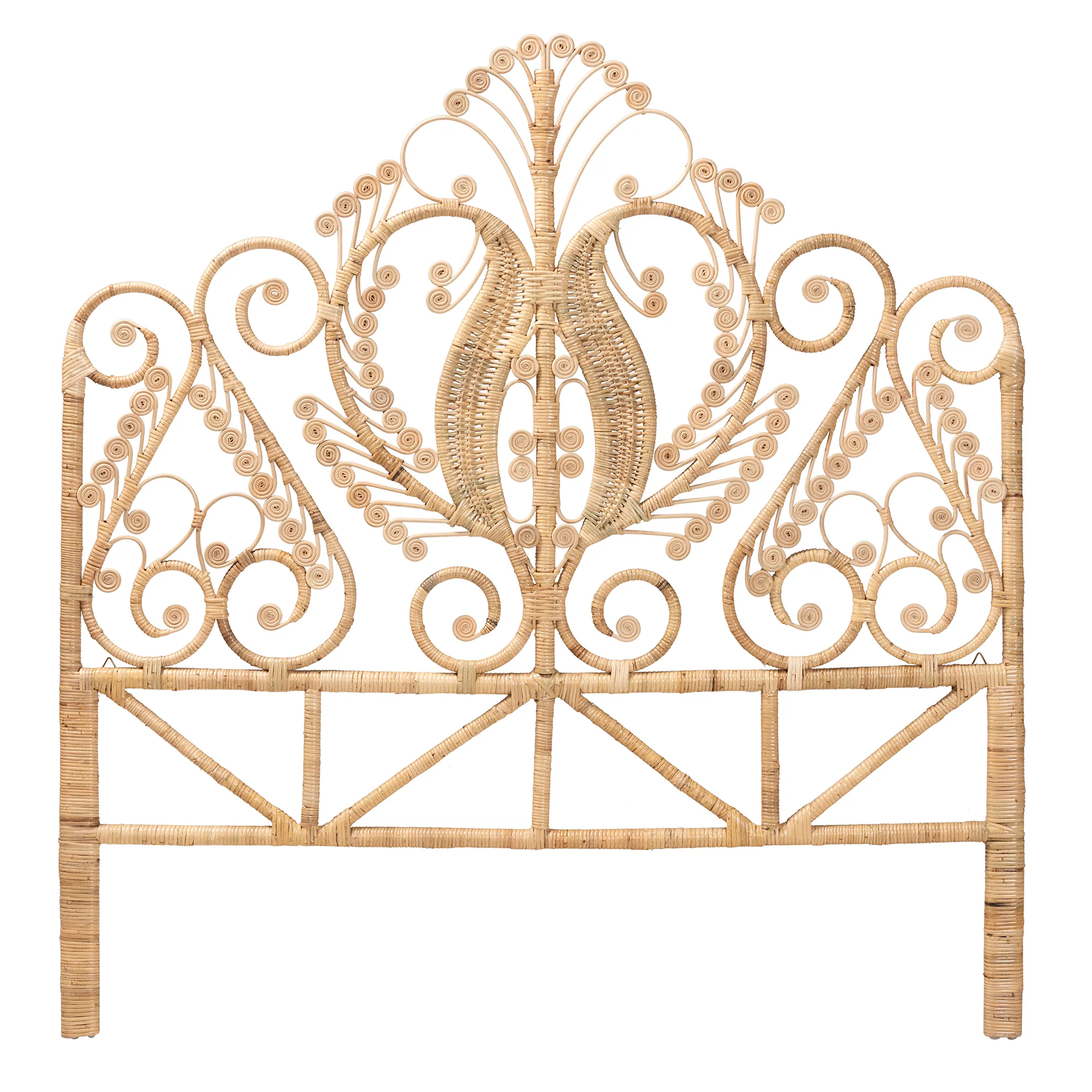 Baxton Studio bali & pari Caelinus Modern Bohemian Natural Brown Rattan Queen Size Standalone Headboard - Image 4