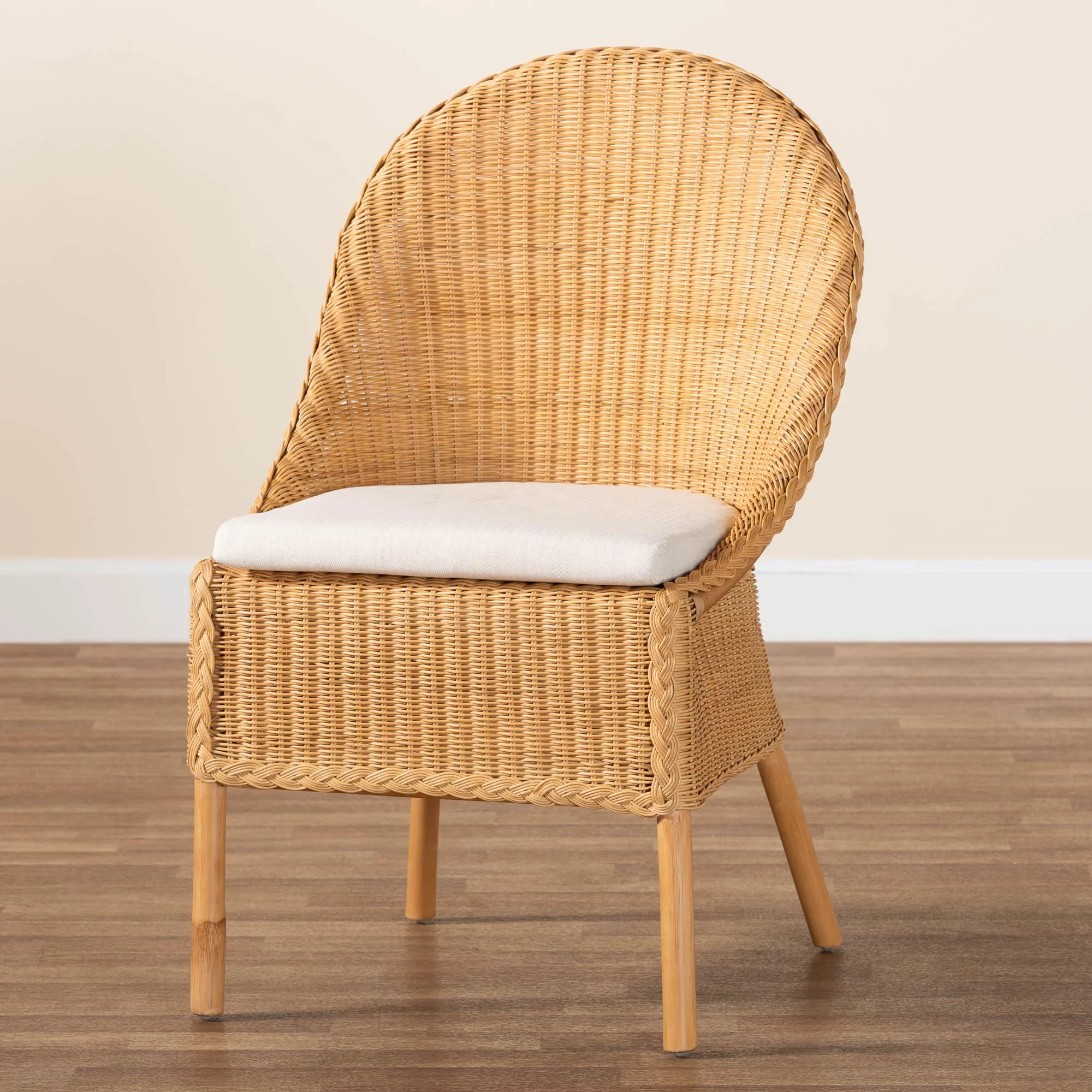 Baxton Studio bali & pari Camelia Bohemian Light Honey Rattan Dining Chair - Image 2