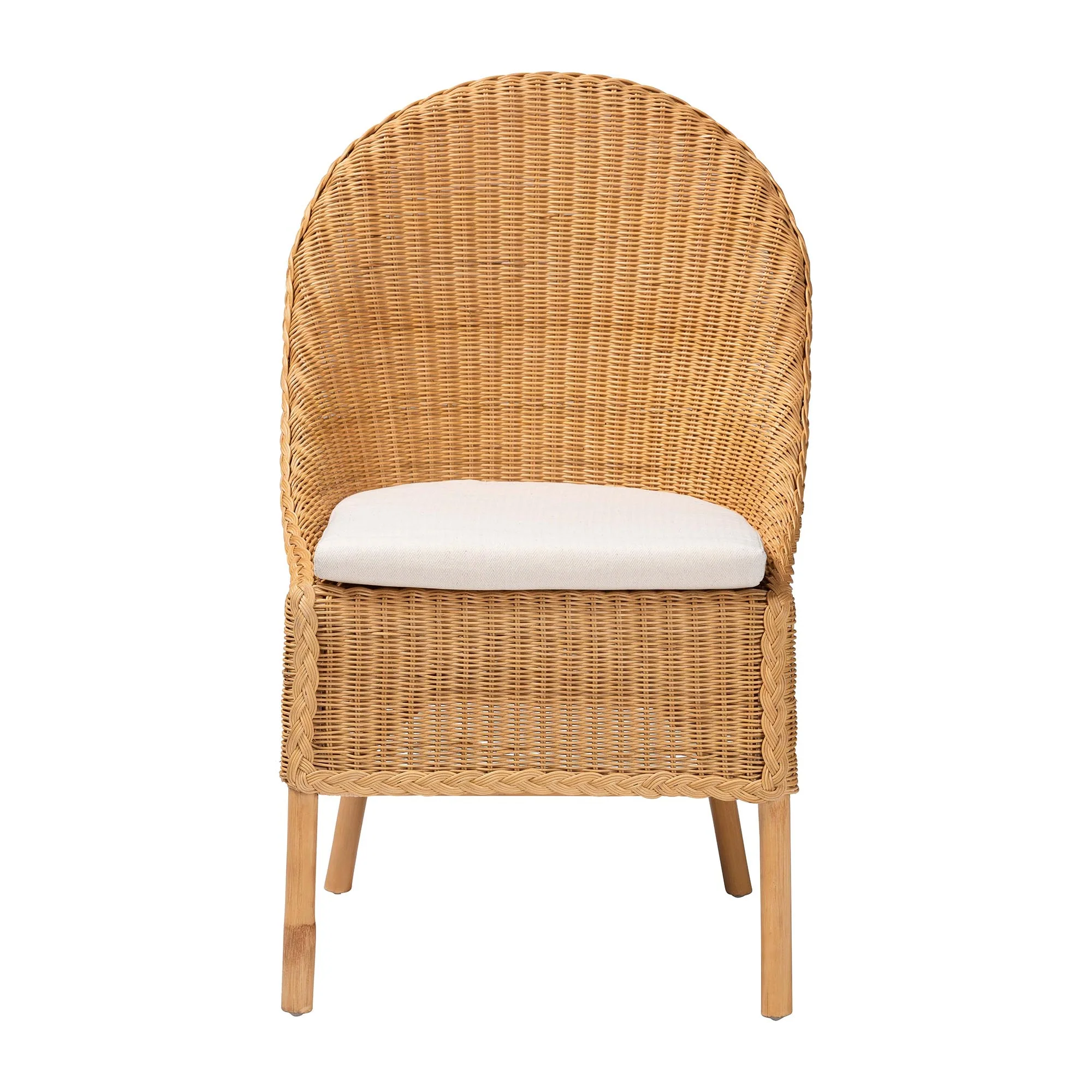 Baxton Studio bali & pari Camelia Bohemian Light Honey Rattan Dining Chair - Image 5