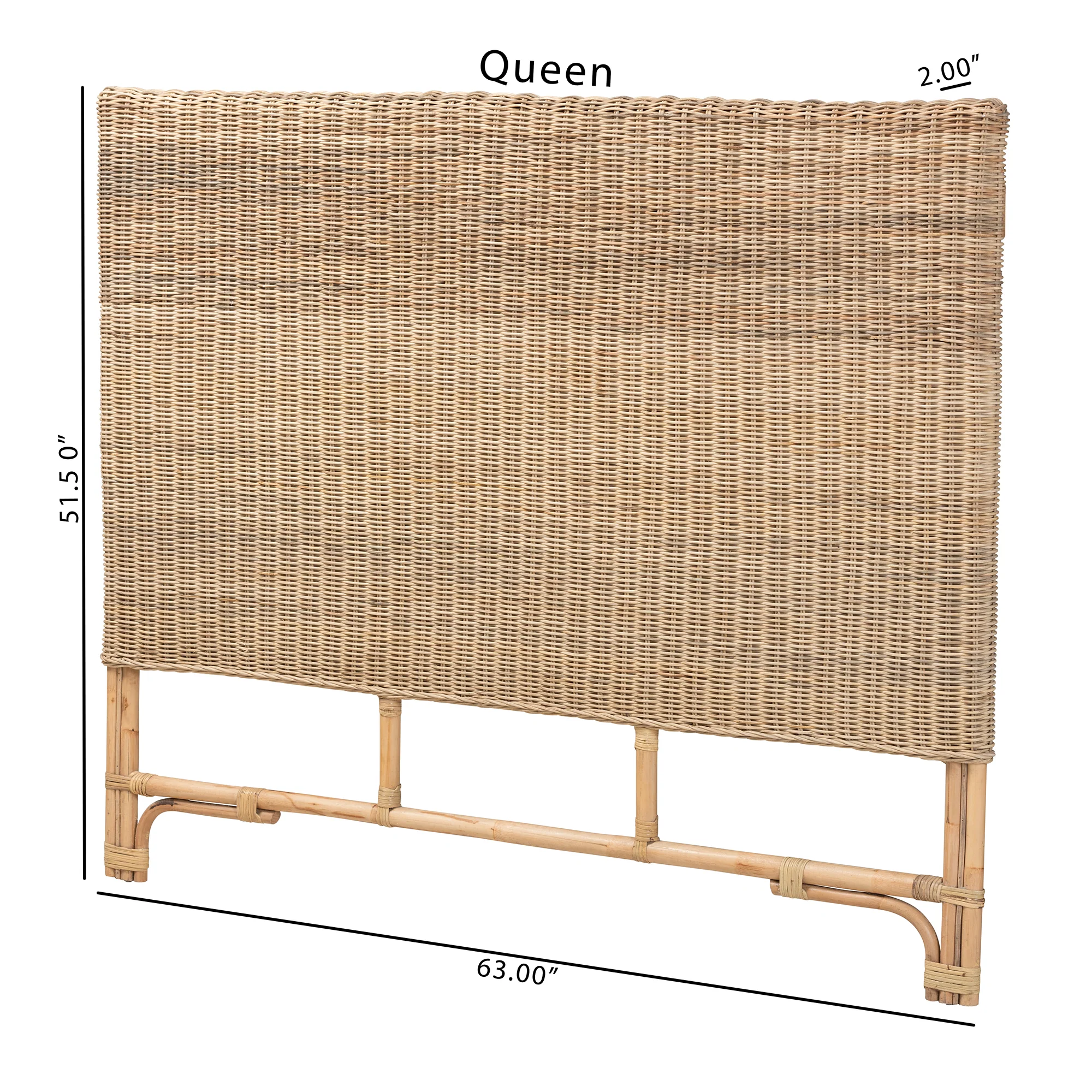 Baxton Studio bali & pari Cantara Modern Bohemian Natural Rattan Queen Size Standalone Headboard - Image 3