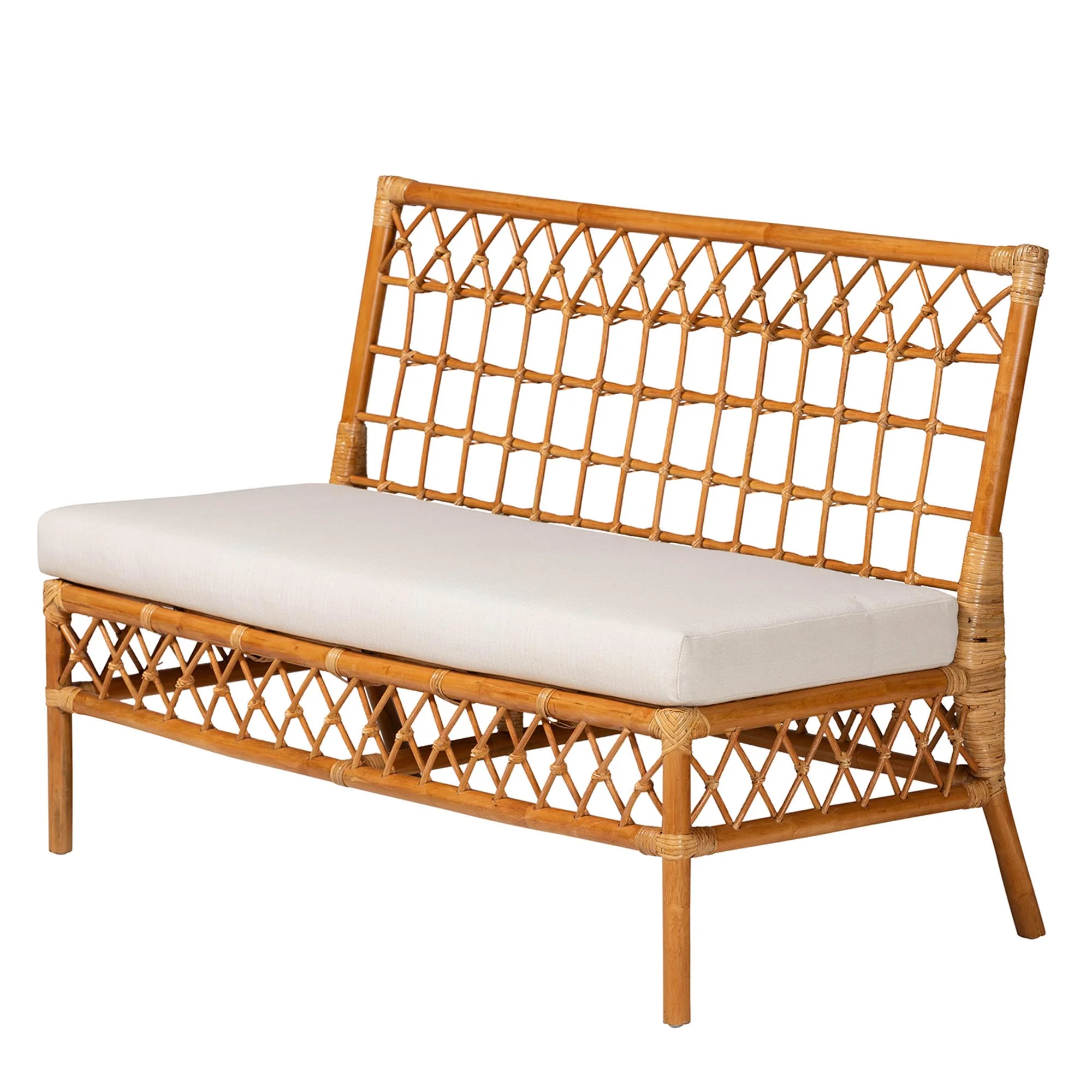 Baxton Studio bali & pari Capella Modern Bohemian Honey Rattan 3-Piece Dining Nook Banquette Set - Image 3