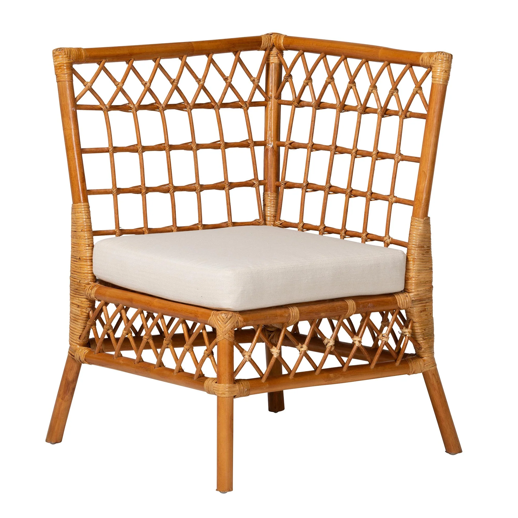 Baxton Studio bali & pari Capella Modern Bohemian Honey Rattan 3-Piece Dining Nook Banquette Set - Image 4
