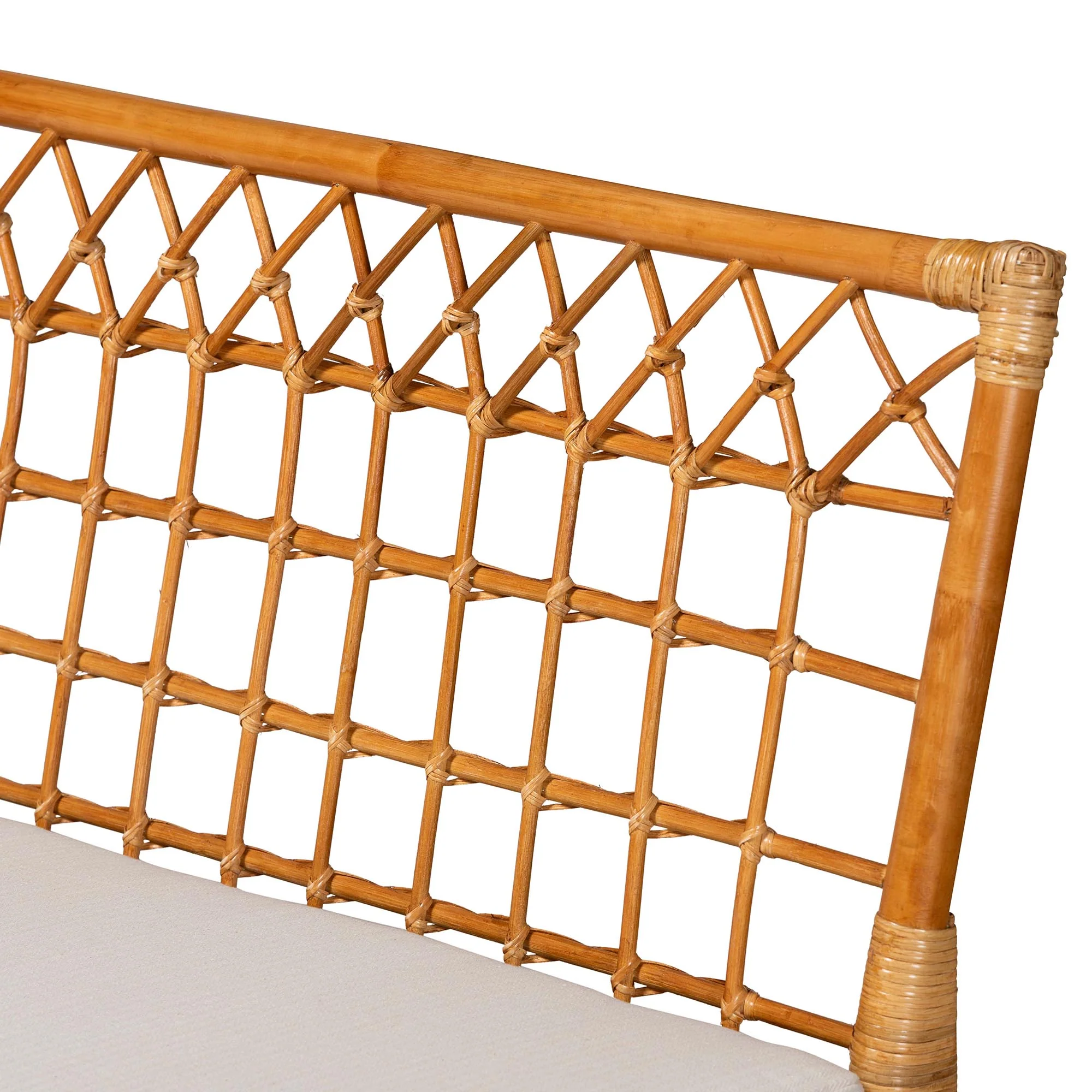 Baxton Studio bali & pari Capella Modern Bohemian Honey Rattan 3-Piece Dining Nook Banquette Set - Image 5
