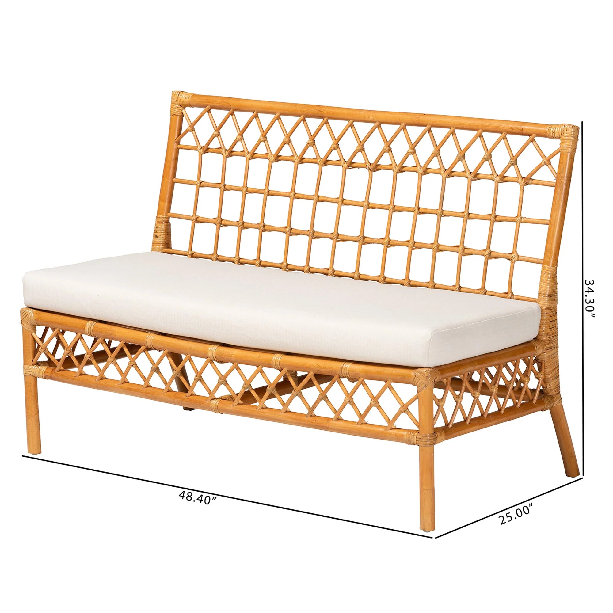 Baxton Studio bali & pari Capella Modern Bohemian Honey Rattan Dining Bench - Image 10