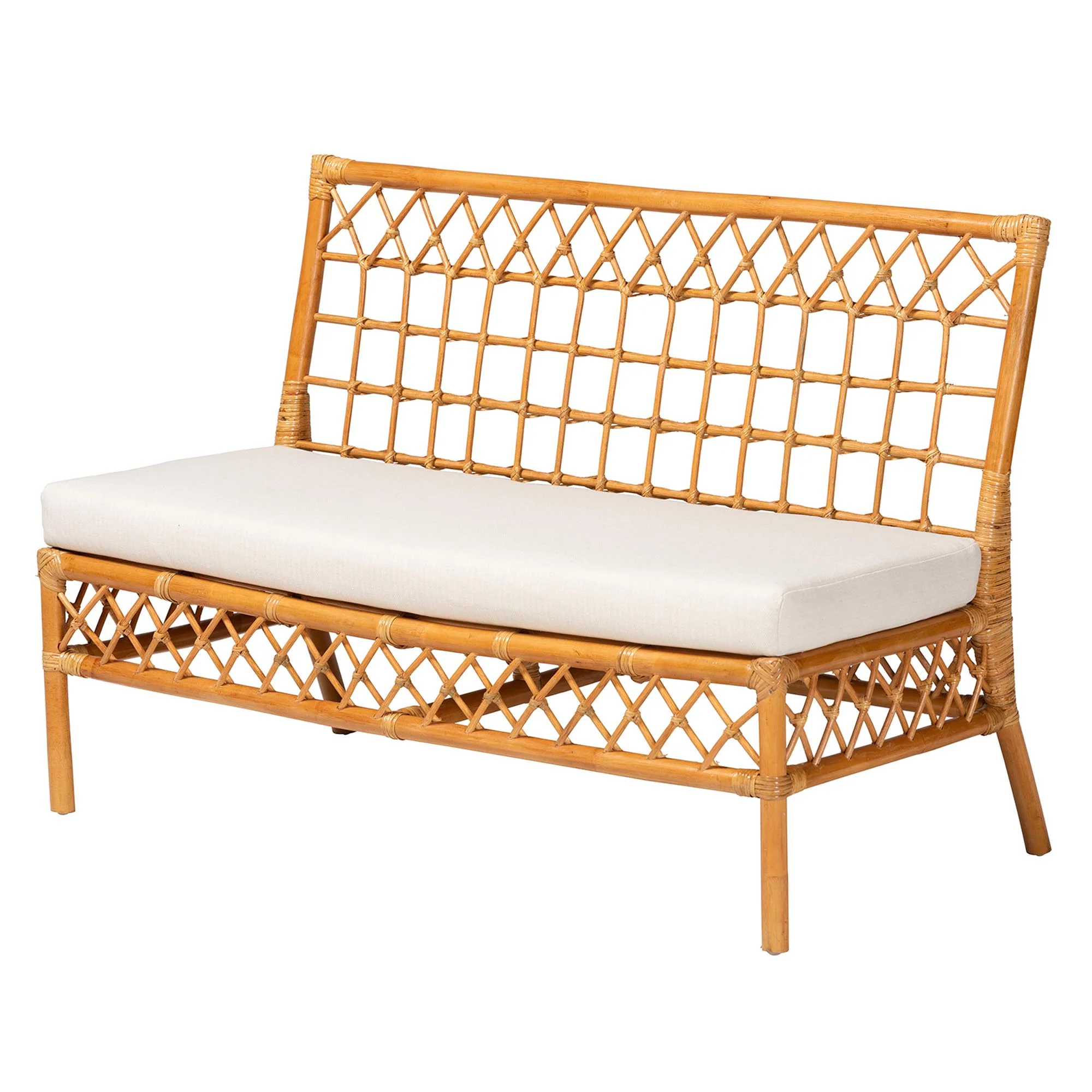Baxton Studio bali & pari Capella Modern Bohemian Honey Rattan Dining Bench - Image 2