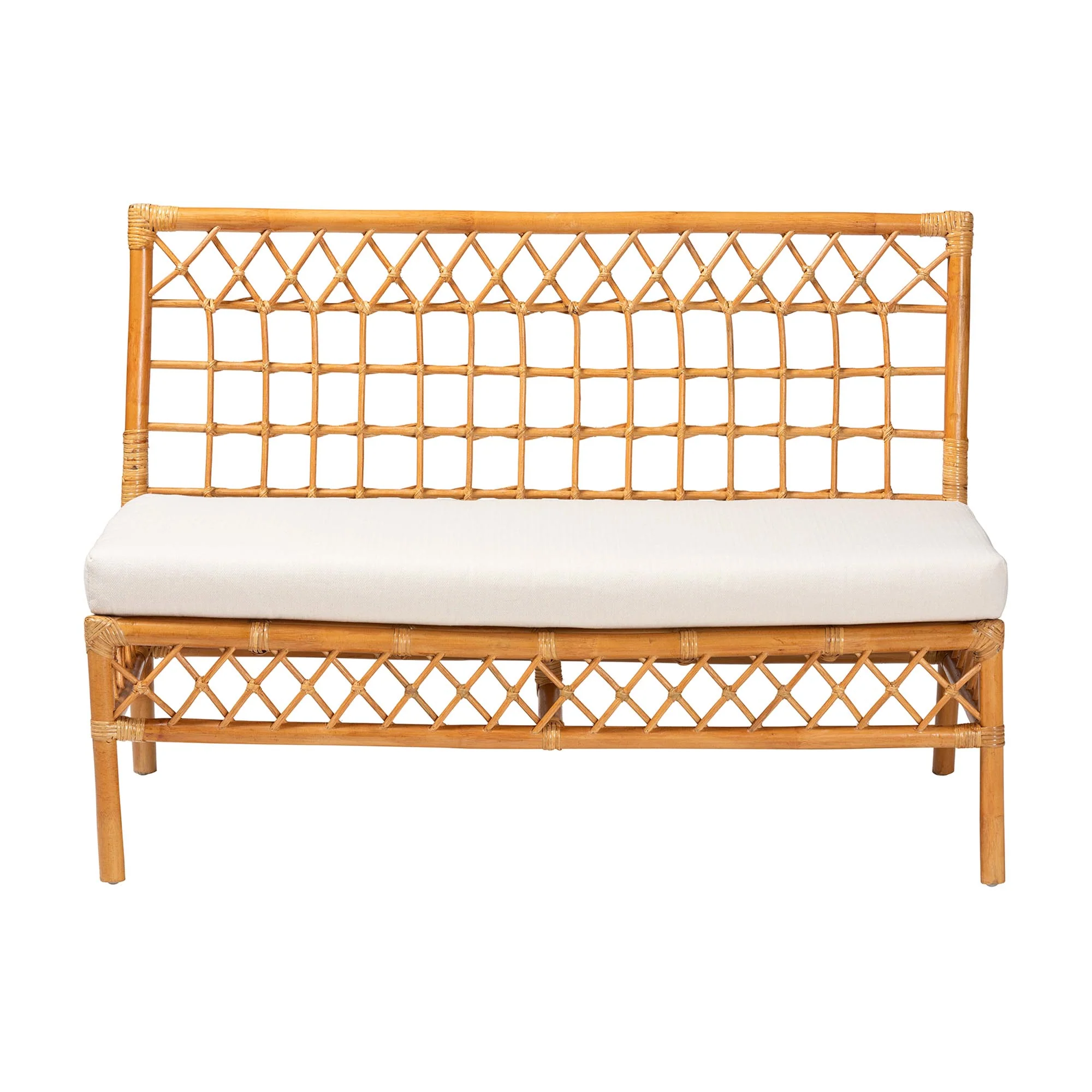Baxton Studio bali & pari Capella Modern Bohemian Honey Rattan Dining Bench - Image 3