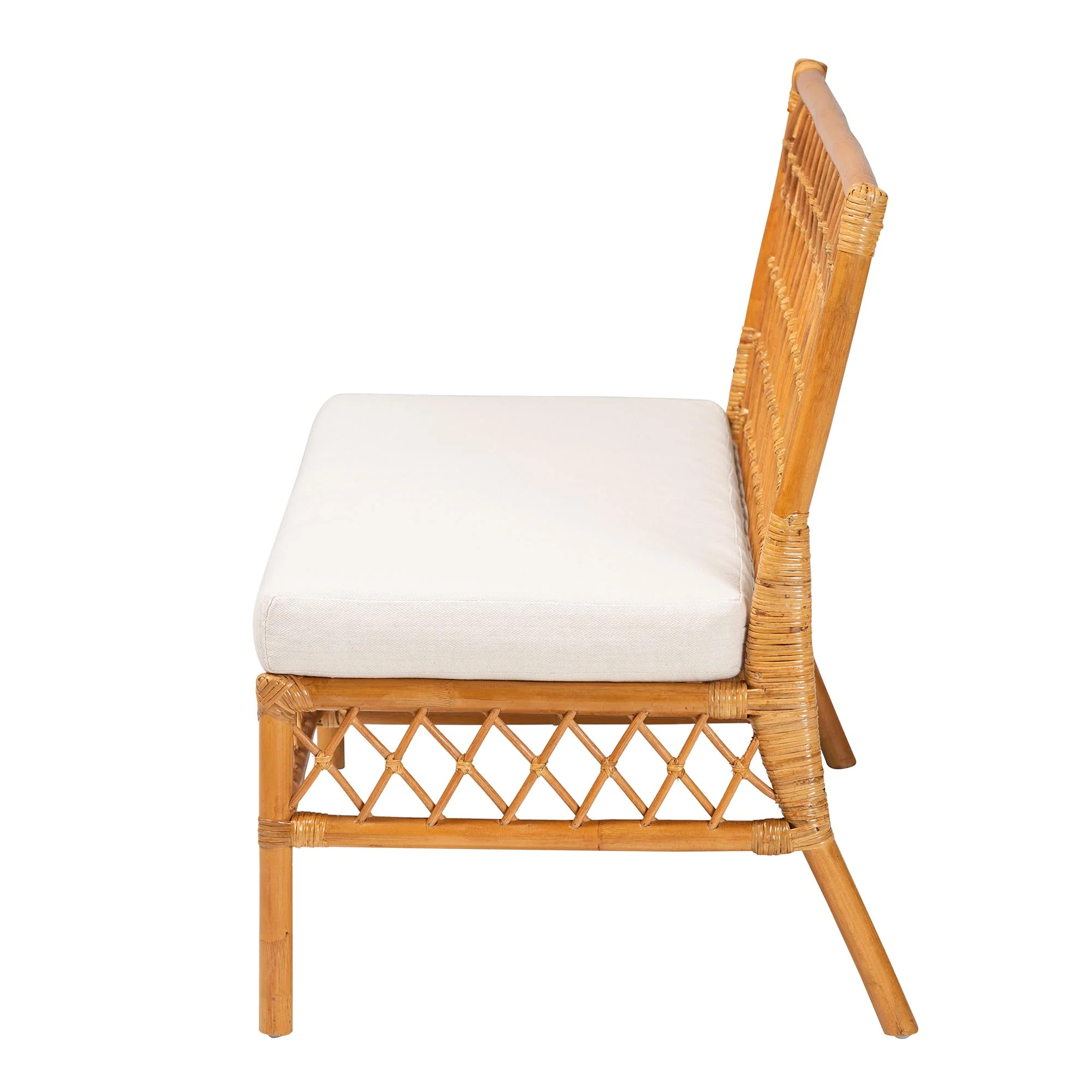 Baxton Studio bali & pari Capella Modern Bohemian Honey Rattan Dining Bench - Image 4