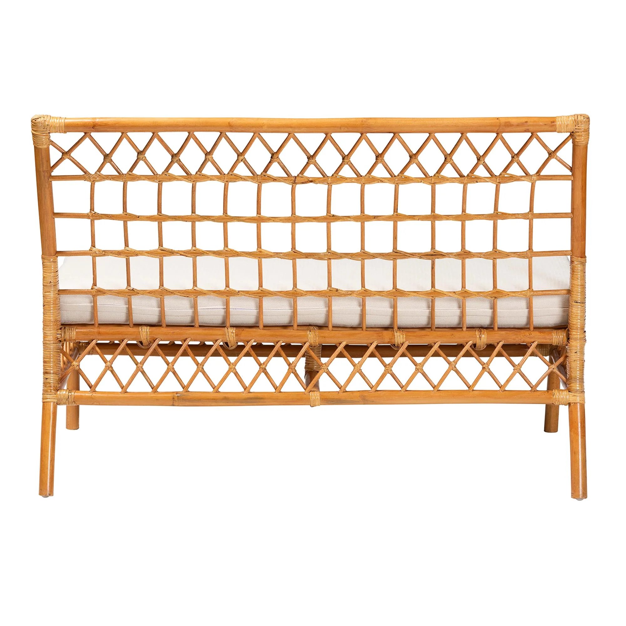 Baxton Studio bali & pari Capella Modern Bohemian Honey Rattan Dining Bench - Image 5