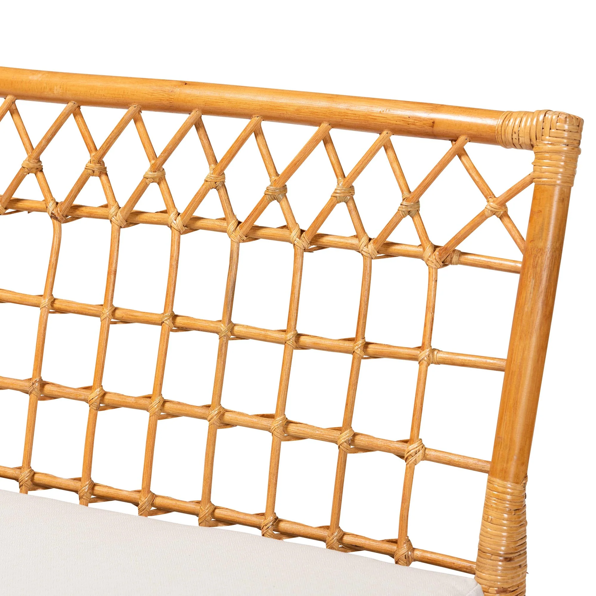 Baxton Studio bali & pari Capella Modern Bohemian Honey Rattan Dining Bench - Image 6
