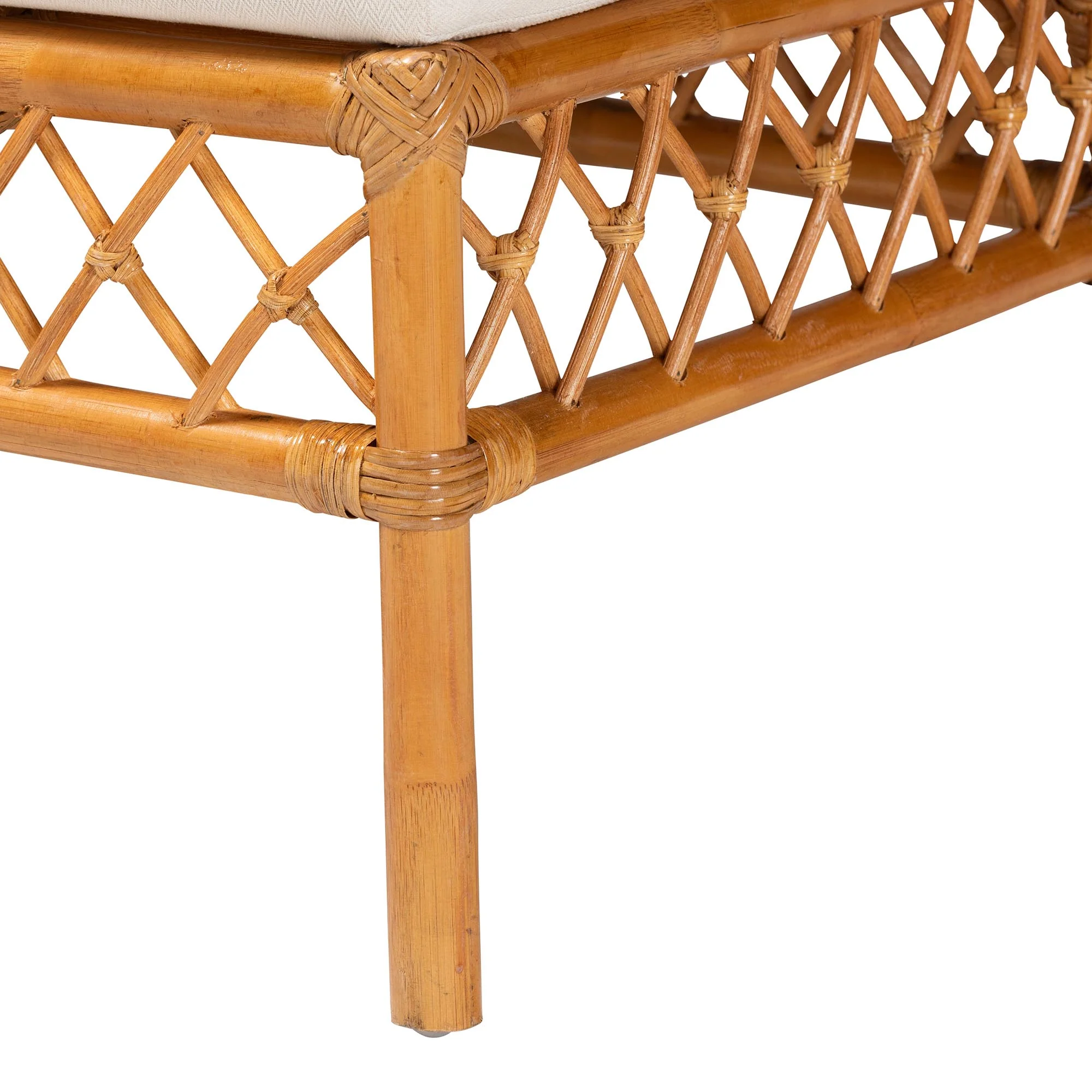 Baxton Studio bali & pari Capella Modern Bohemian Honey Rattan Dining Bench - Image 7