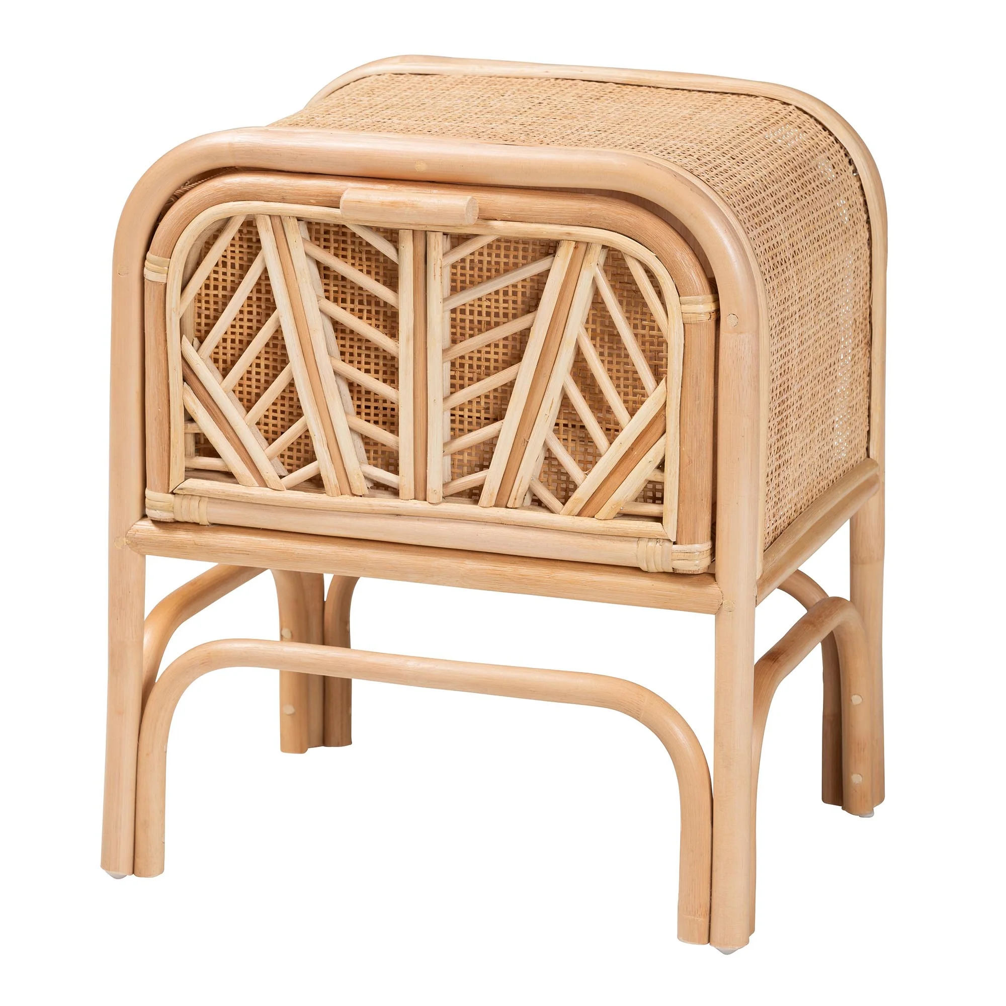 Baxton Studio bali & pari Carabella Bohemian Natural Rattan 1-Drawer Nightstand - Image 4