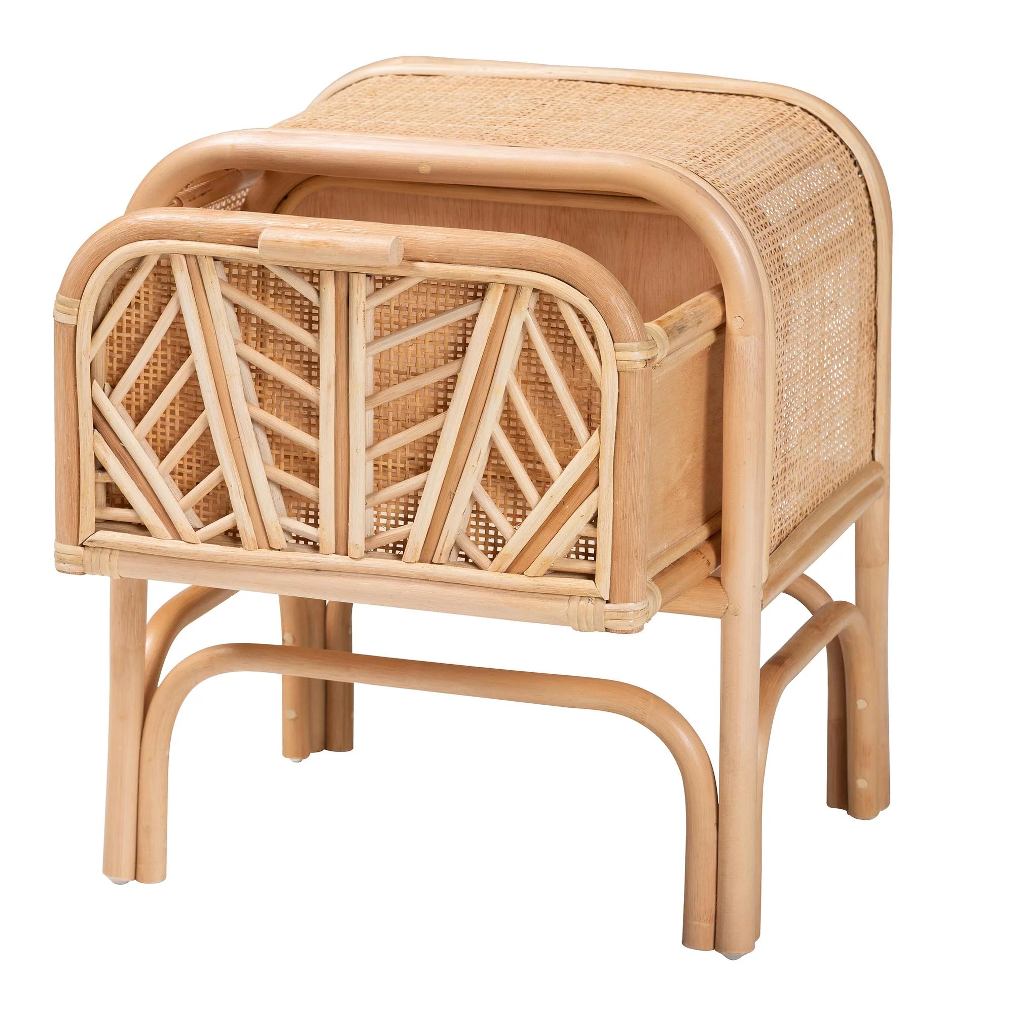 Baxton Studio bali & pari Carabella Bohemian Natural Rattan 1-Drawer Nightstand - Image 5