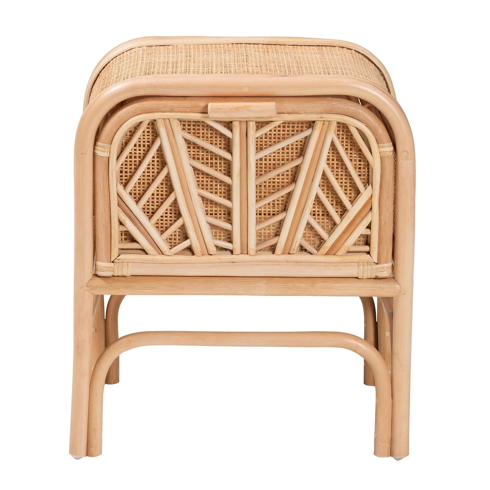 Baxton Studio bali & pari Carabella Bohemian Natural Rattan 1-Drawer Nightstand - Image 6