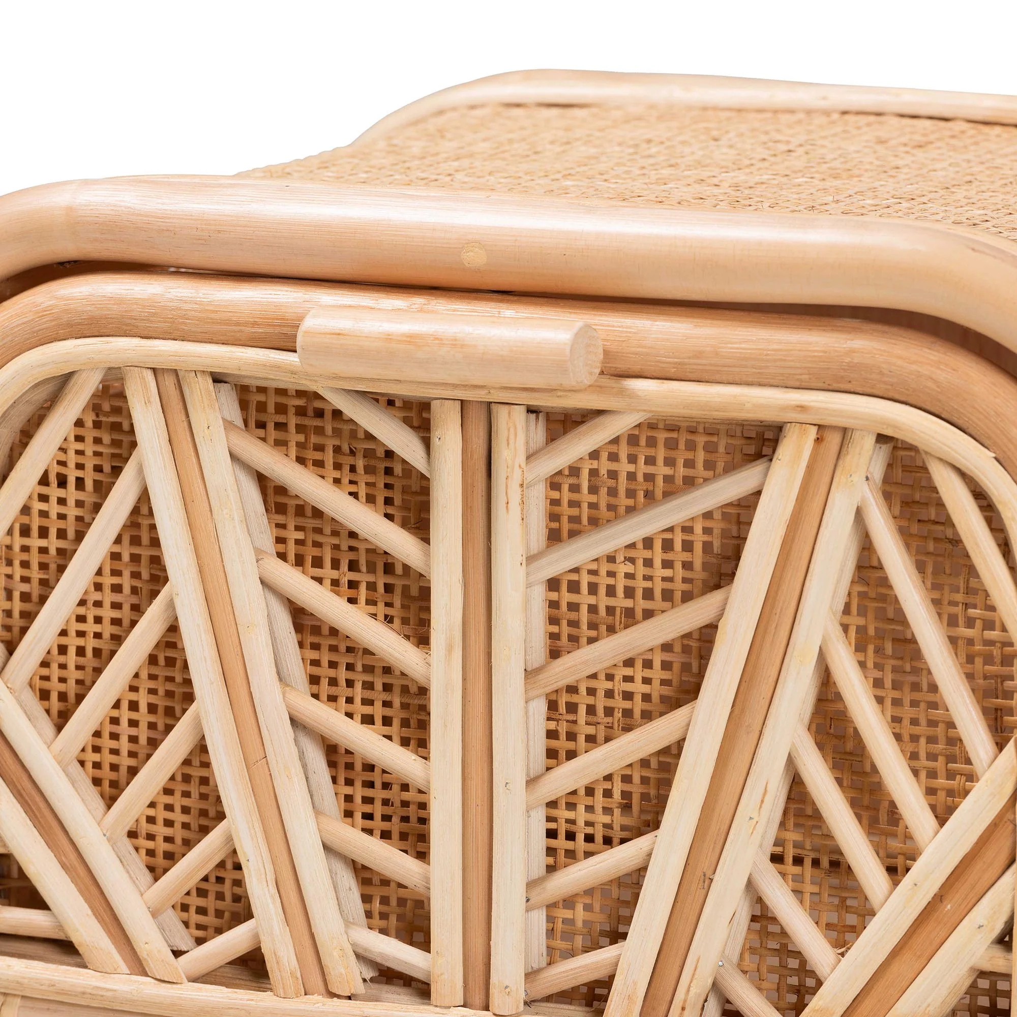 Baxton Studio bali & pari Carabella Bohemian Natural Rattan 1-Drawer Nightstand - Image 8