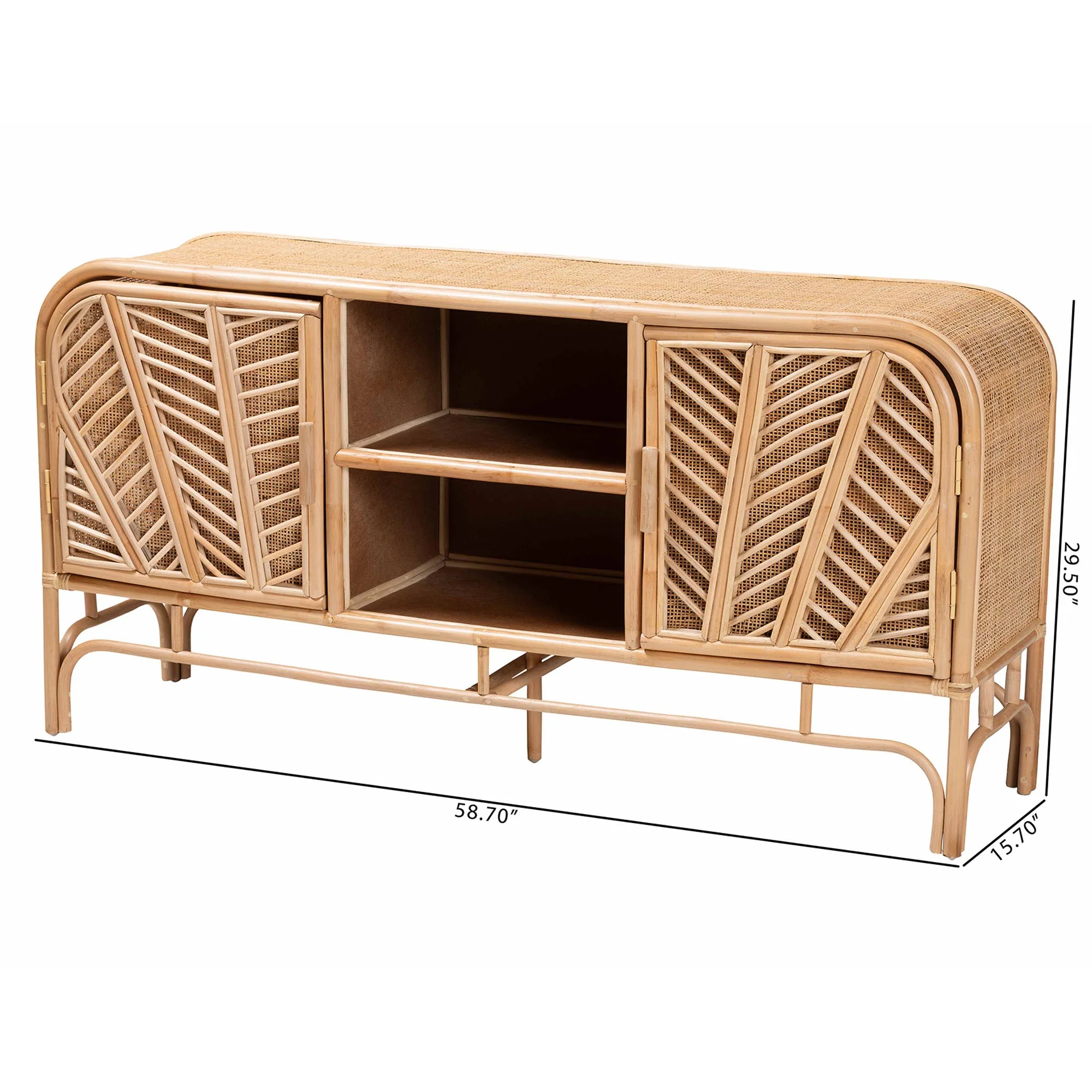 Baxton Studio bali & pari Carabella Bohemian Natural Rattan 2-Door Storage Cabinet - Image 10