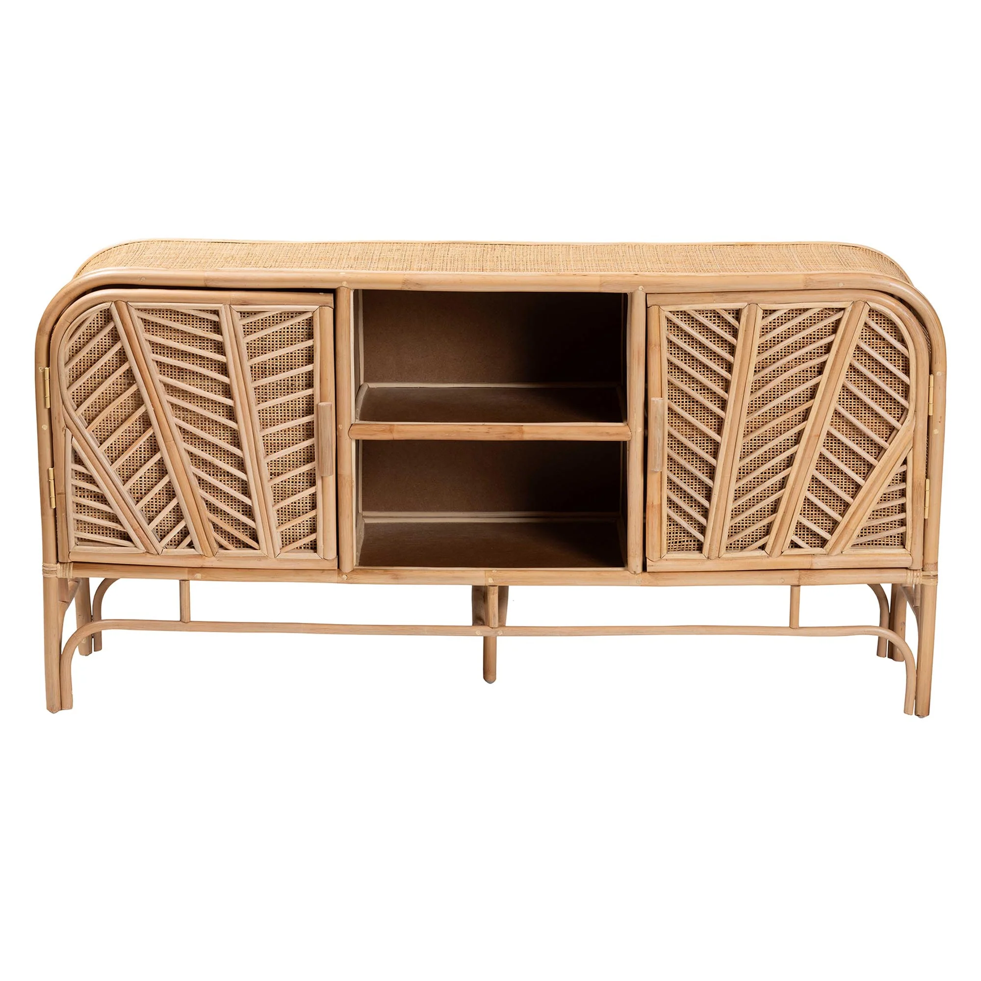 Baxton Studio bali & pari Carabella Bohemian Natural Rattan 2-Door Storage Cabinet - Image 4