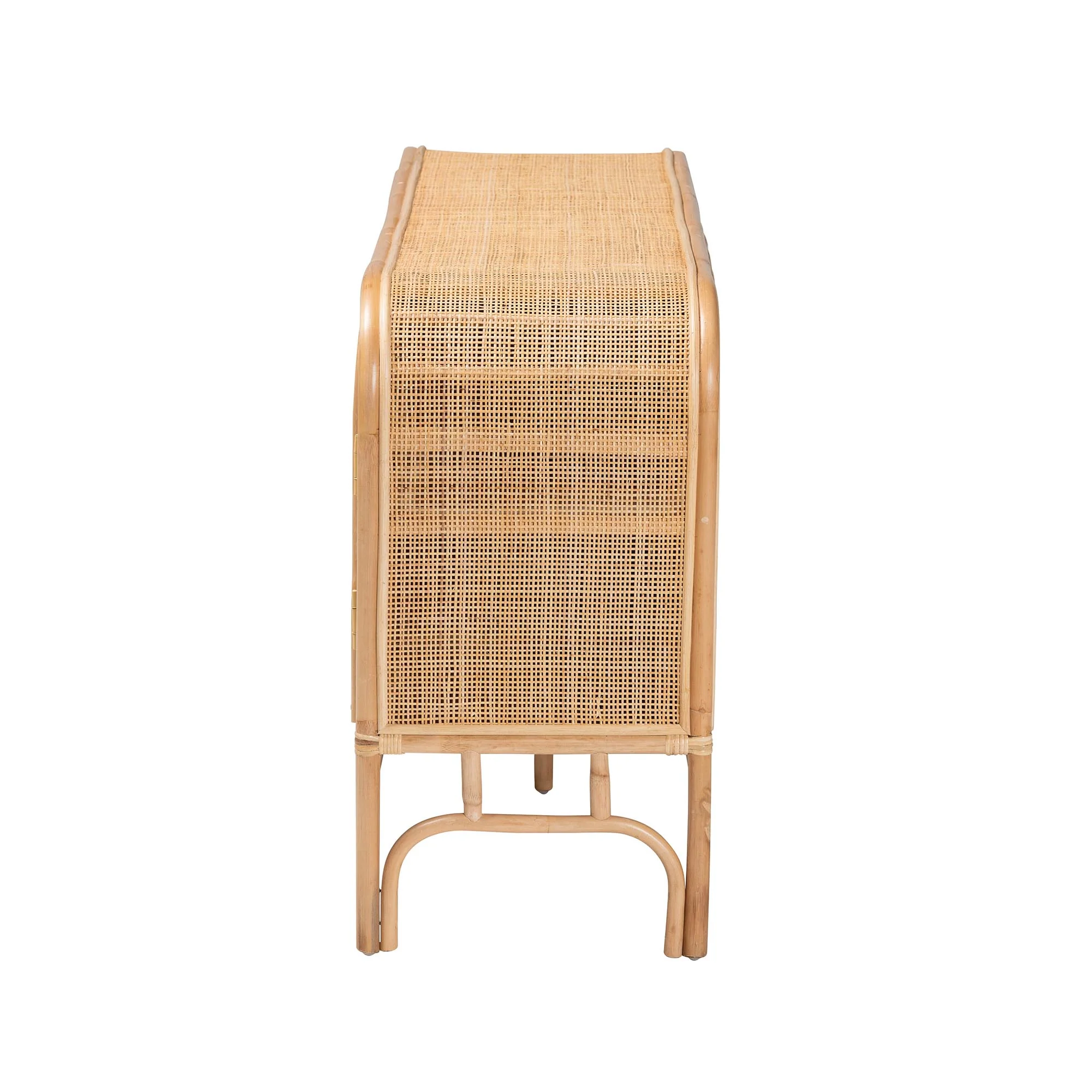 Baxton Studio bali & pari Carabella Bohemian Natural Rattan 2-Door Storage Cabinet - Image 5