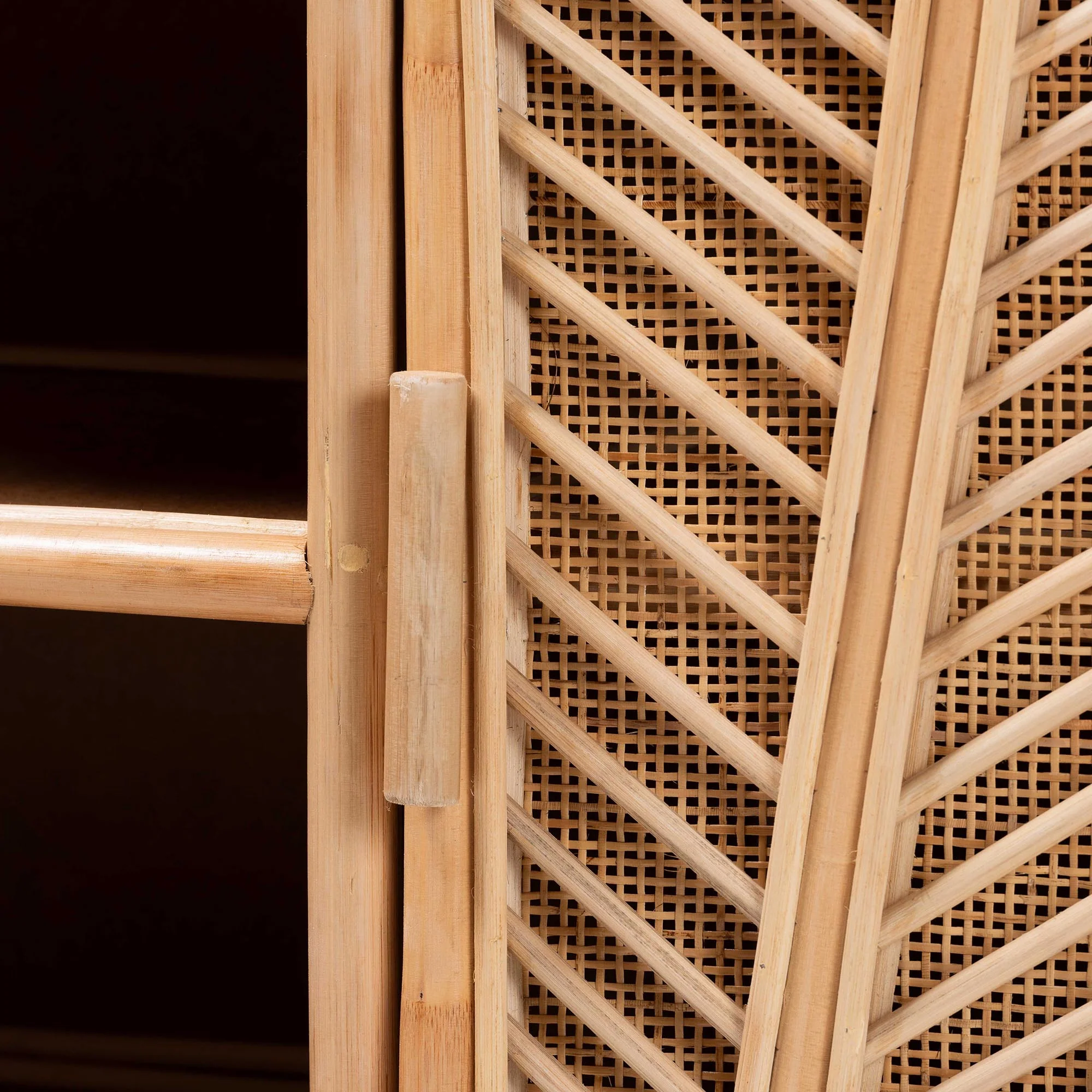 Baxton Studio bali & pari Carabella Bohemian Natural Rattan 2-Door Storage Cabinet - Image 6