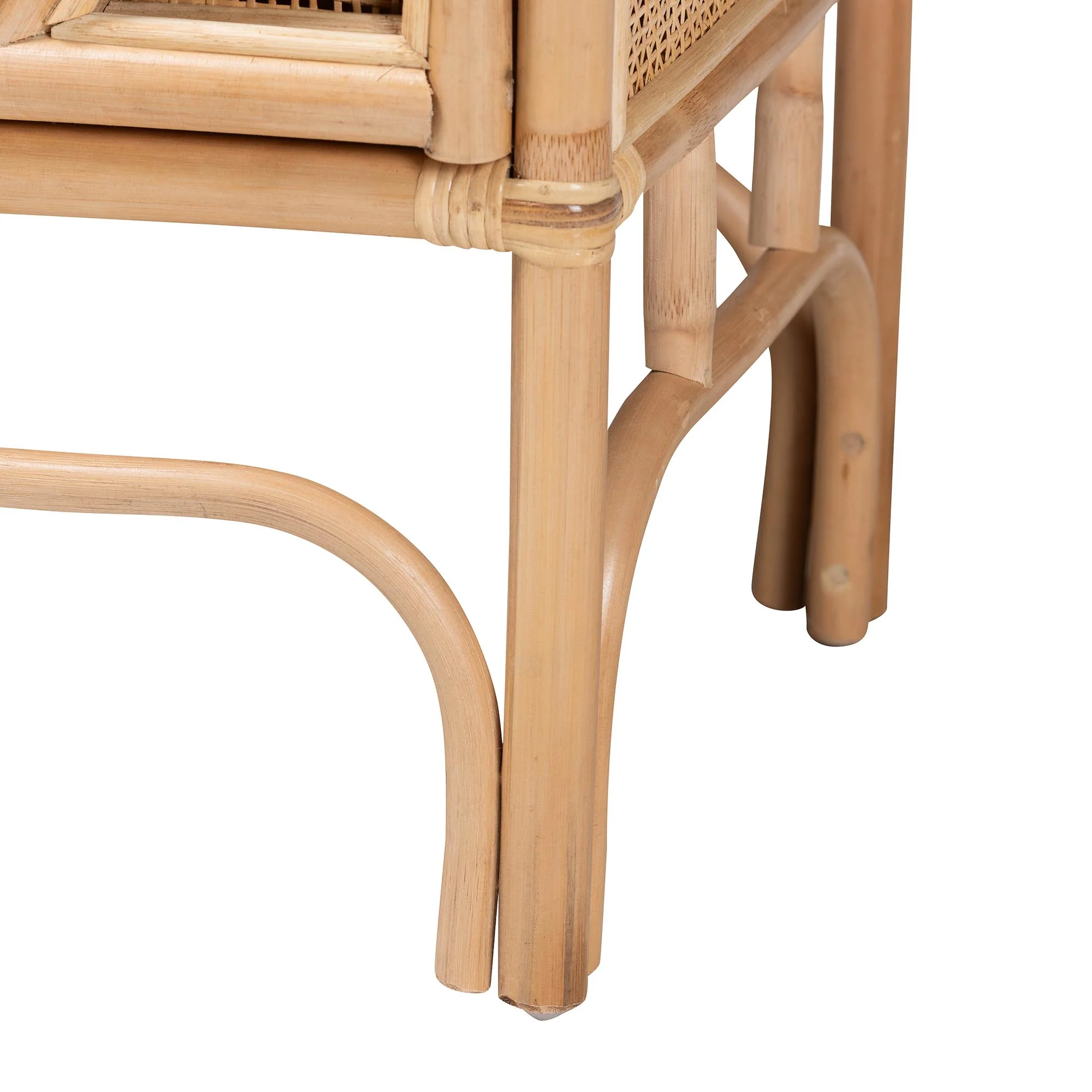 Baxton Studio bali & pari Carabella Bohemian Natural Rattan 2-Door Storage Cabinet - Image 7