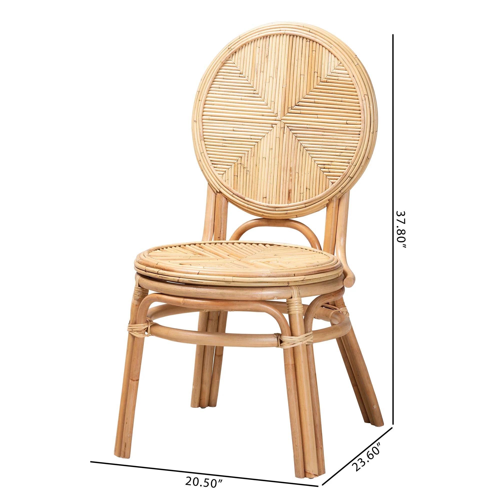 Baxton Studio bali & pari Carita Modern Bohemian Natural Brown Rattan Dining Chair - Image 10