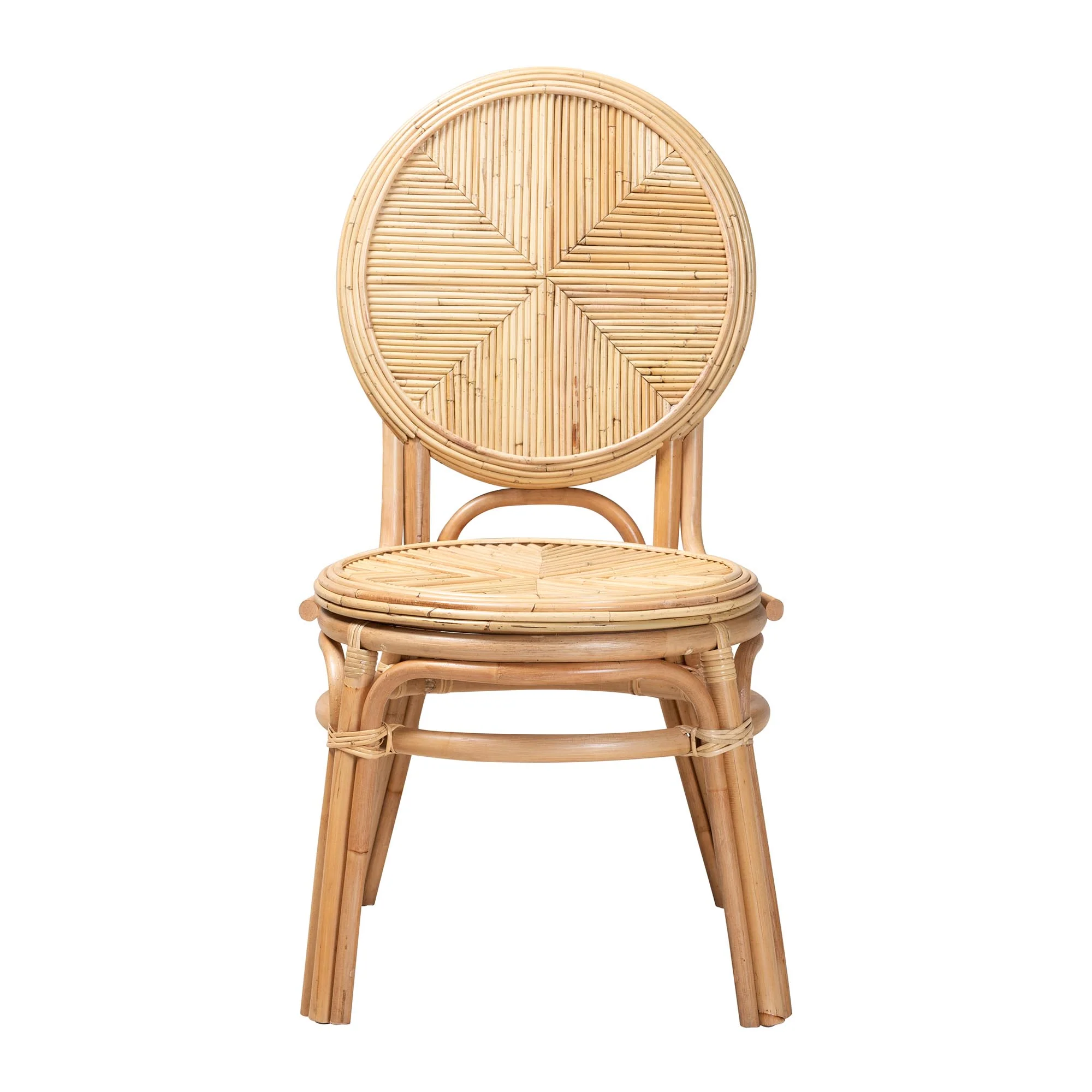Baxton Studio bali & pari Carita Modern Bohemian Natural Brown Rattan Dining Chair - Image 3