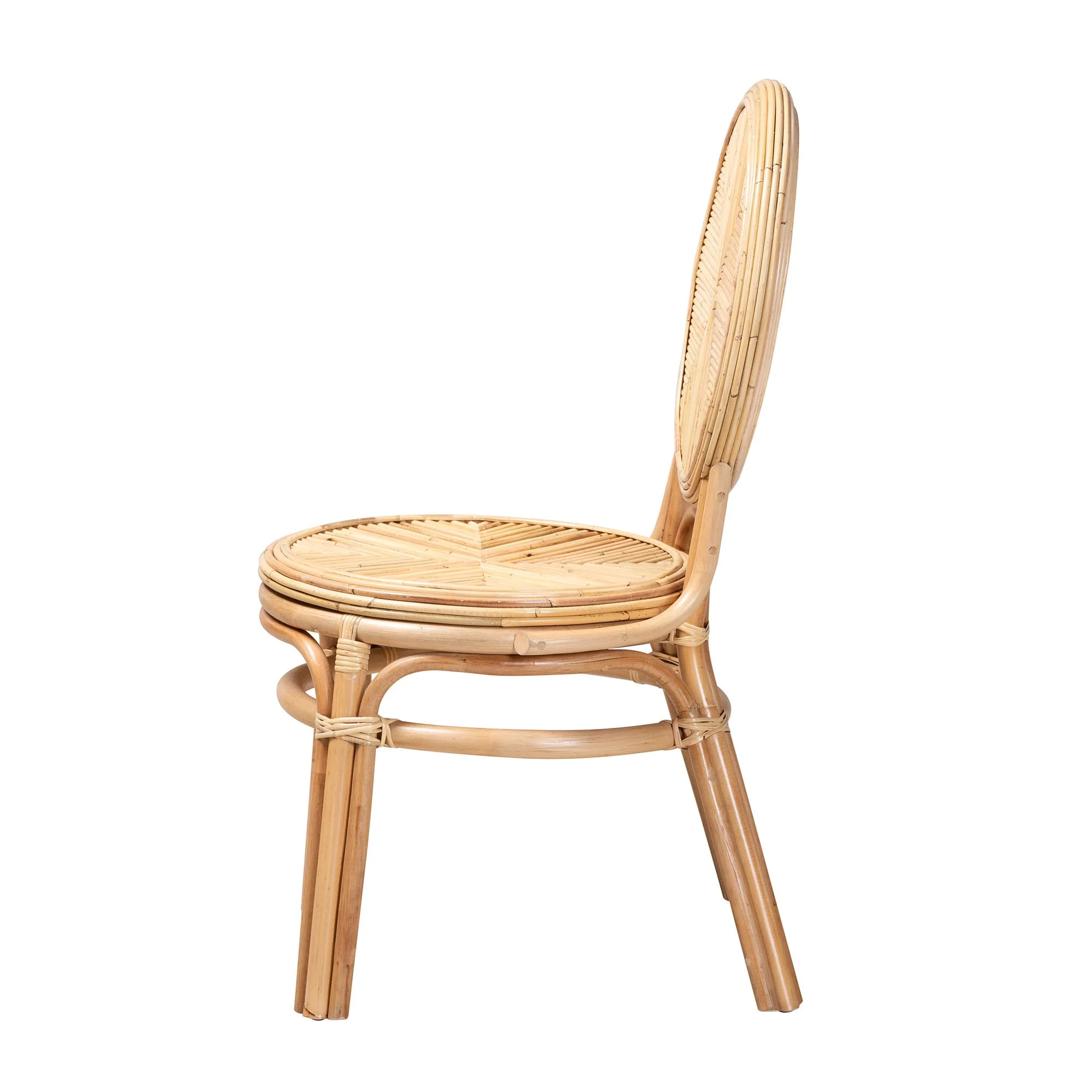 Baxton Studio bali & pari Carita Modern Bohemian Natural Brown Rattan Dining Chair - Image 4