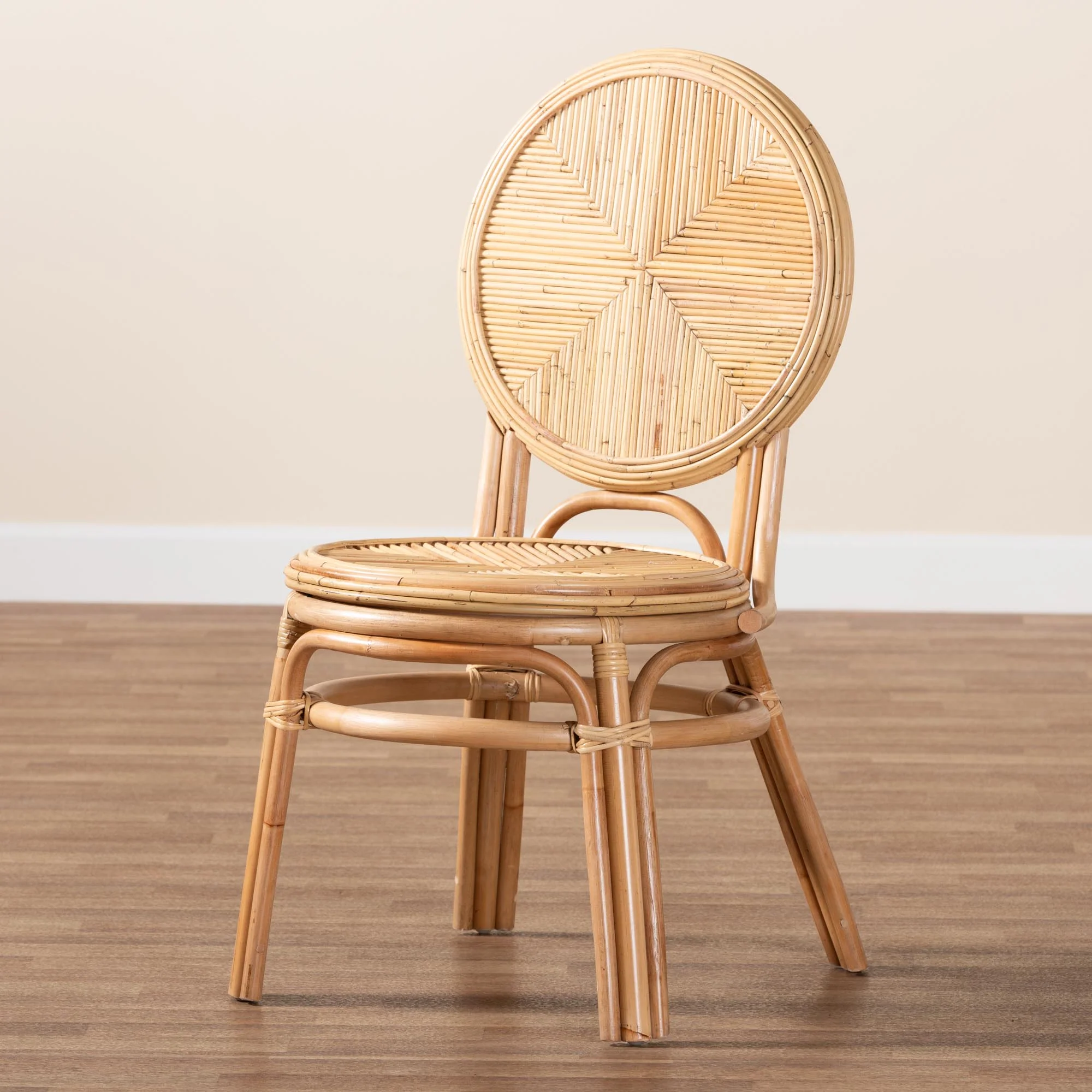 Baxton Studio bali & pari Carita Modern Bohemian Natural Brown Rattan Dining Chair - Image 9