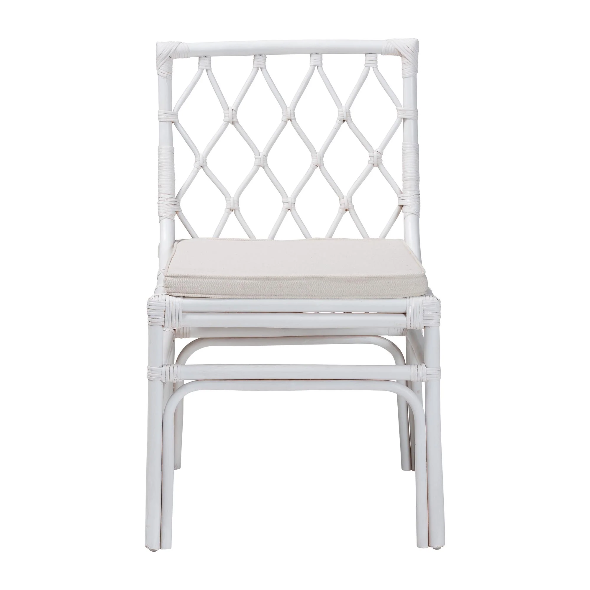 Baxton Studio bali & pari Carwyn Bohemian White Rattan Dining Chair - Image 5