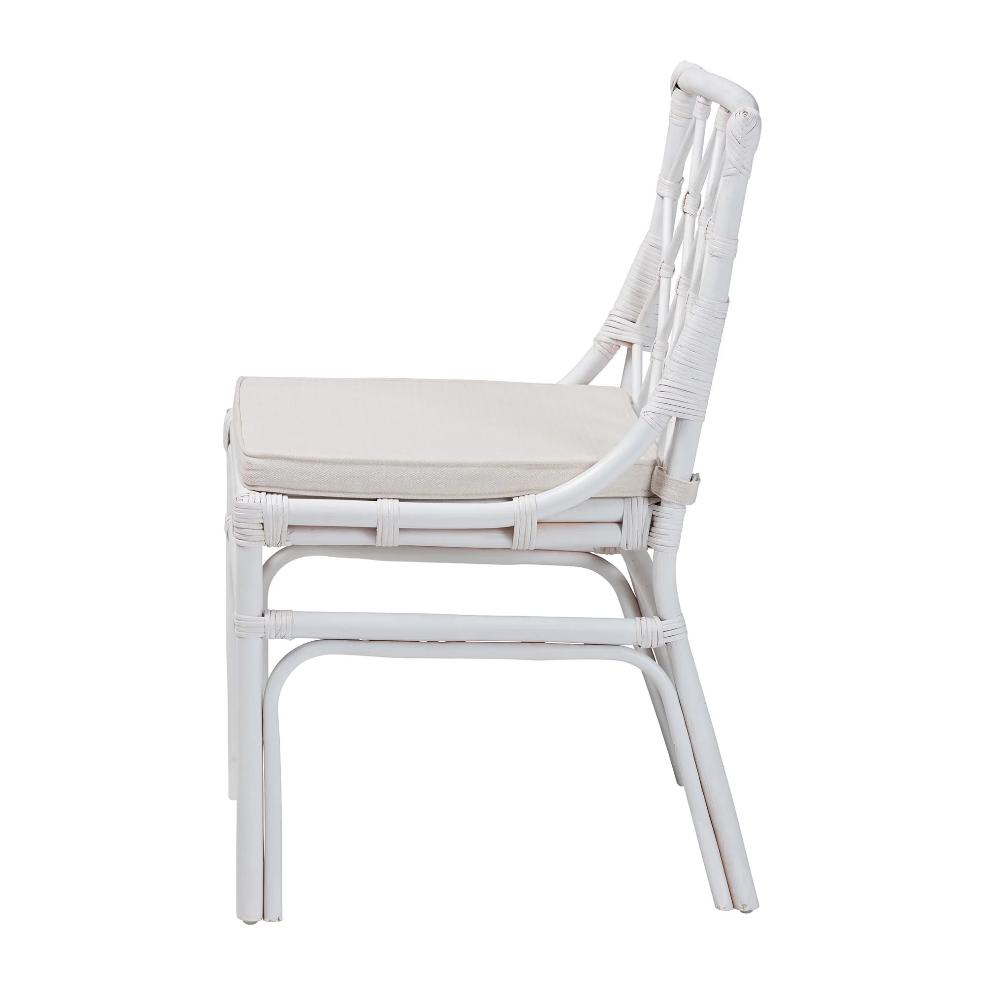 Baxton Studio bali & pari Carwyn Bohemian White Rattan Dining Chair - Image 6