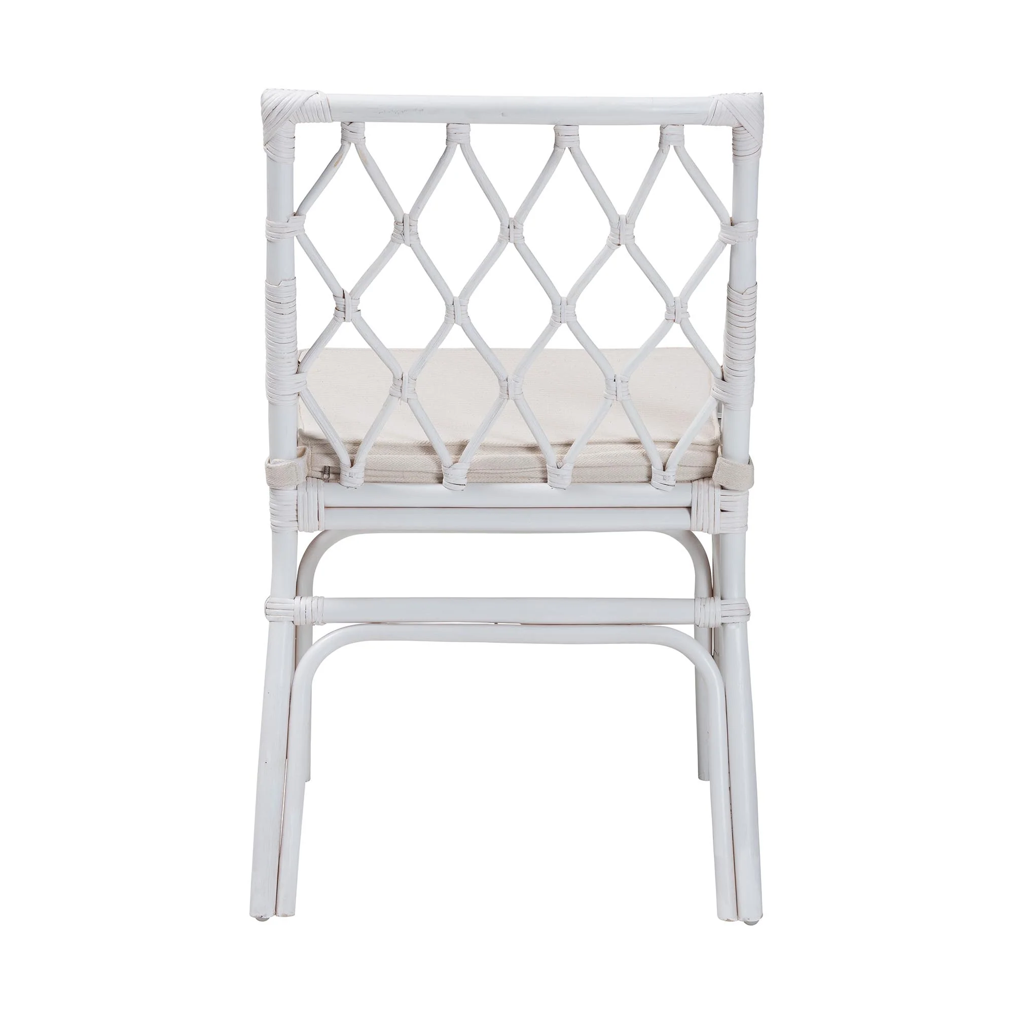 Baxton Studio bali & pari Carwyn Bohemian White Rattan Dining Chair - Image 7
