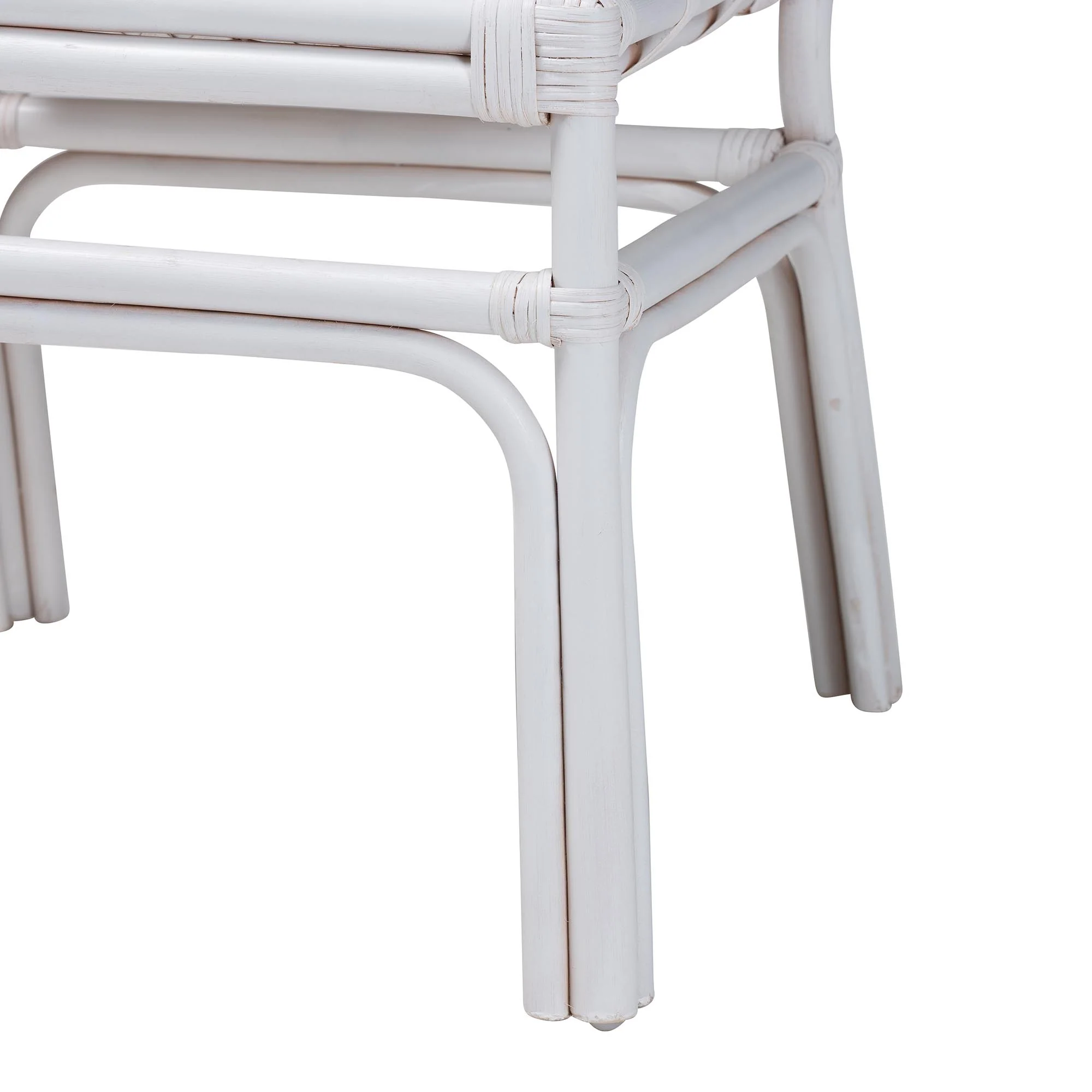 Baxton Studio bali & pari Carwyn Bohemian White Rattan Dining Chair - Image 9
