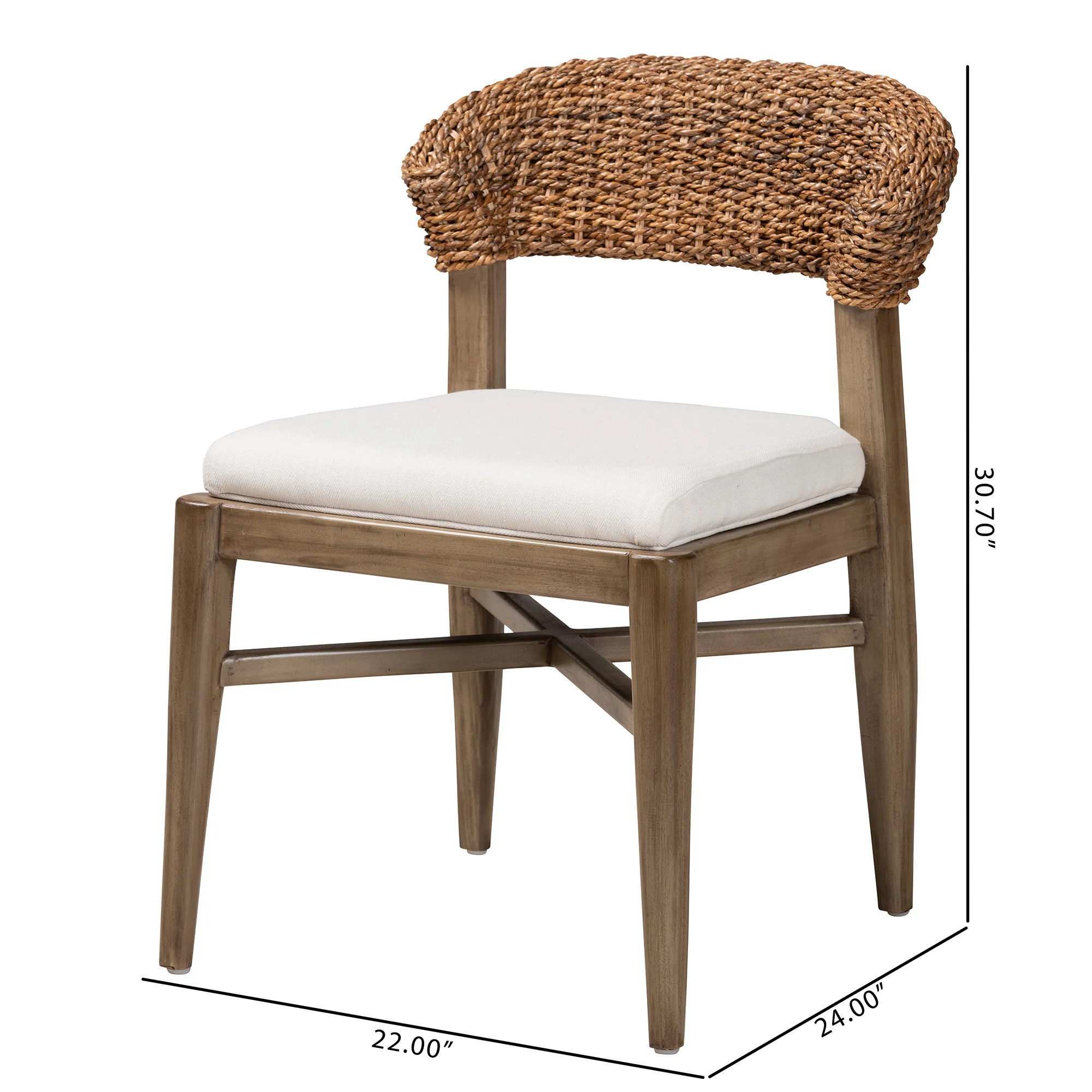 Baxton Studio bali & pari Chloe Modern Bohemian Walnut Brown Finished Mahogany Wood and Natural Rattan Dining Chair - Image 10