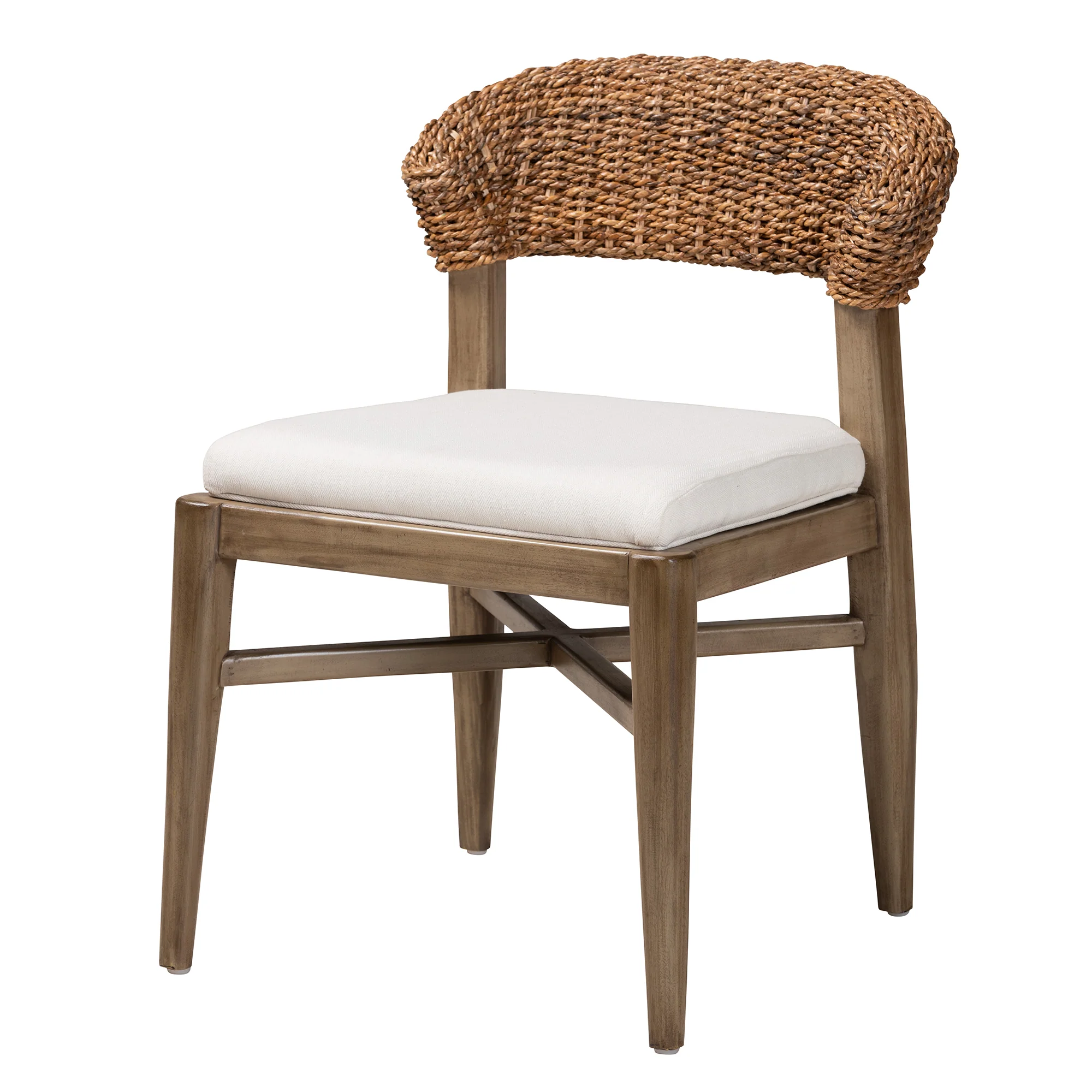 Baxton Studio bali & pari Chloe Modern Bohemian Walnut Brown Finished Mahogany Wood and Natural Rattan Dining Chair - Image 2