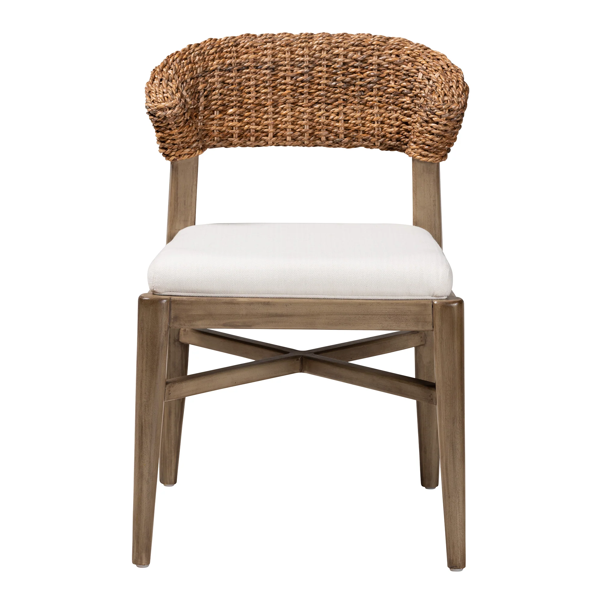 Baxton Studio bali & pari Chloe Modern Bohemian Walnut Brown Finished Mahogany Wood and Natural Rattan Dining Chair - Image 3
