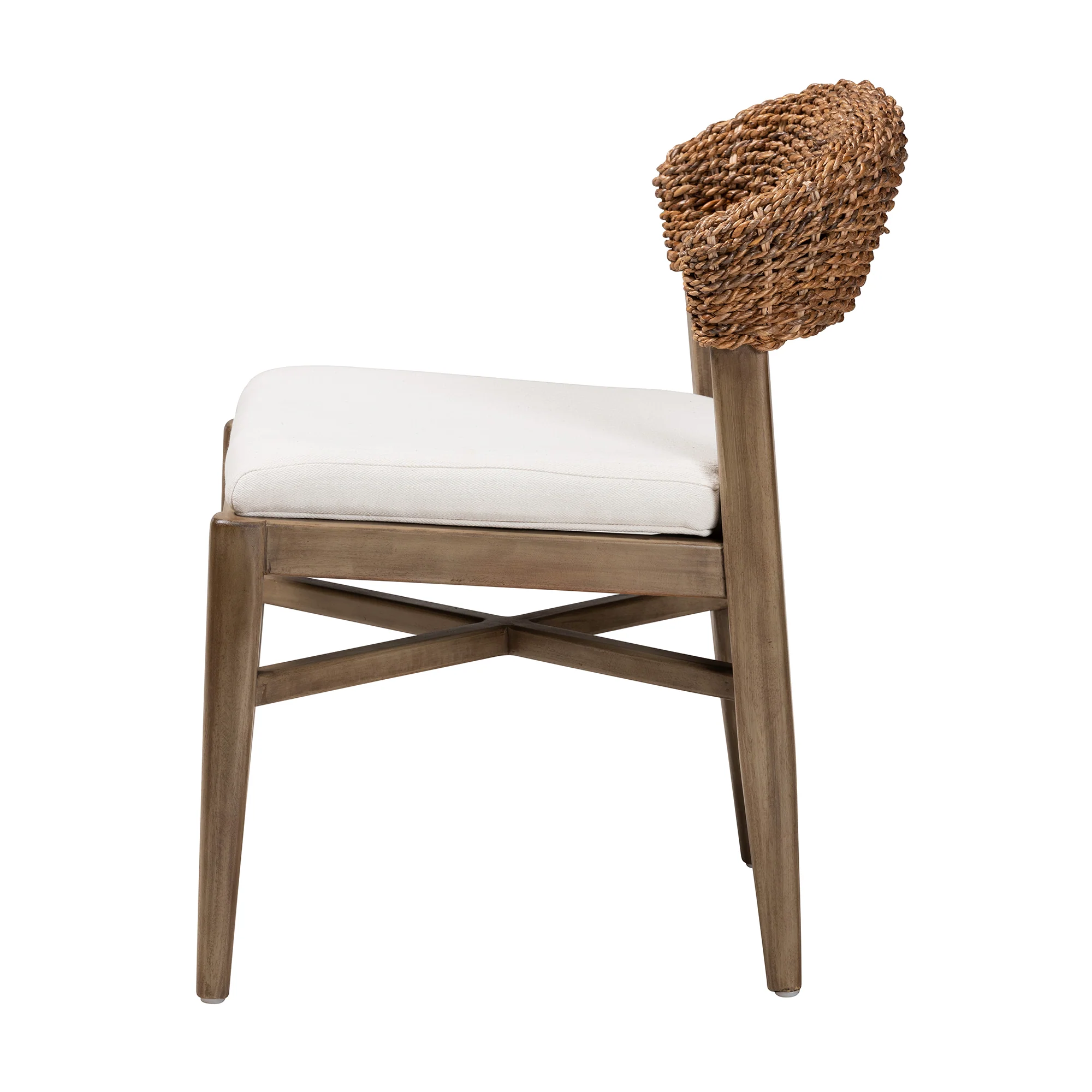 Baxton Studio bali & pari Chloe Modern Bohemian Walnut Brown Finished Mahogany Wood and Natural Rattan Dining Chair - Image 4