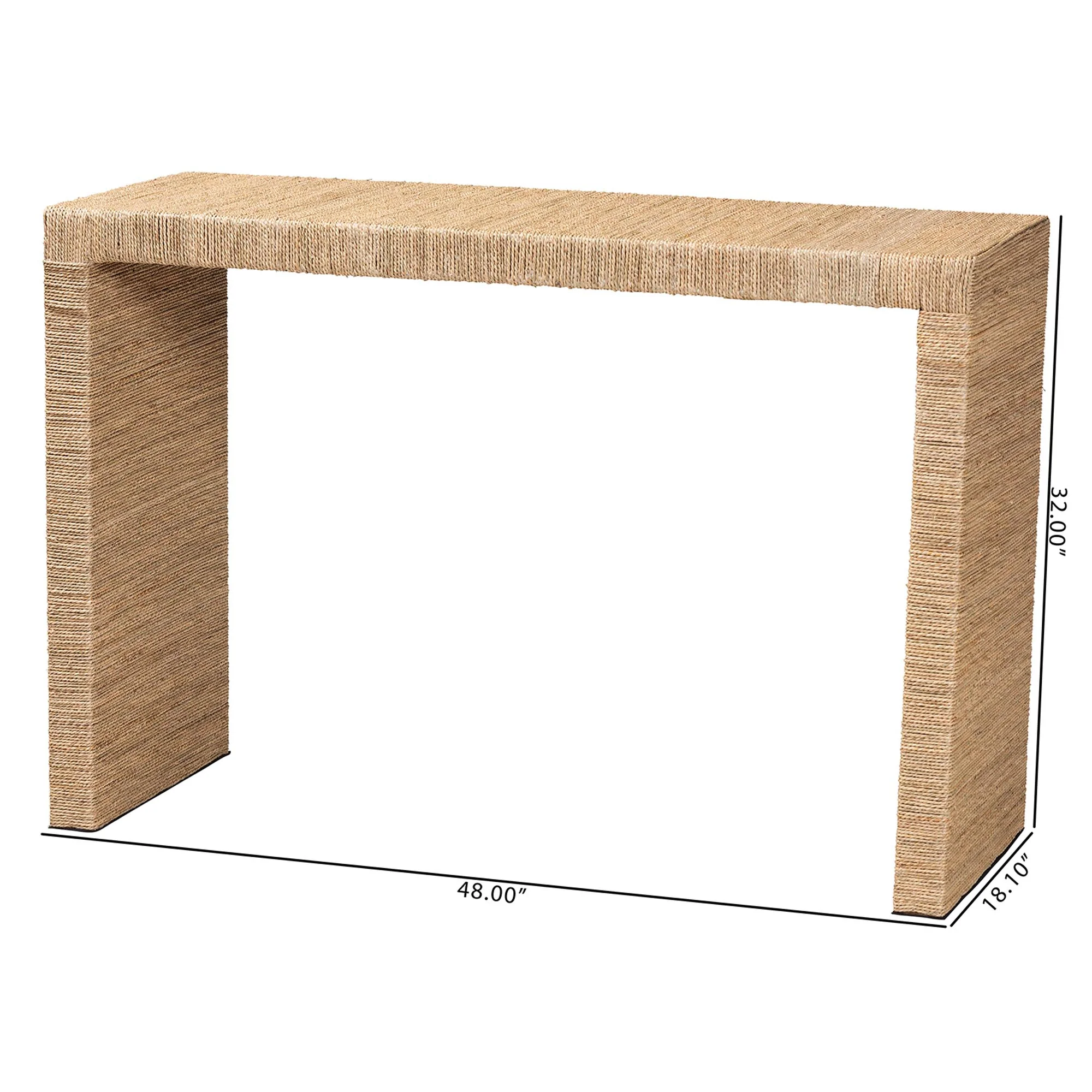 Baxton Studio bali & pari Colandra Modern Bohemian Natural Brown Seagrass and Wood Console Table - Image 8