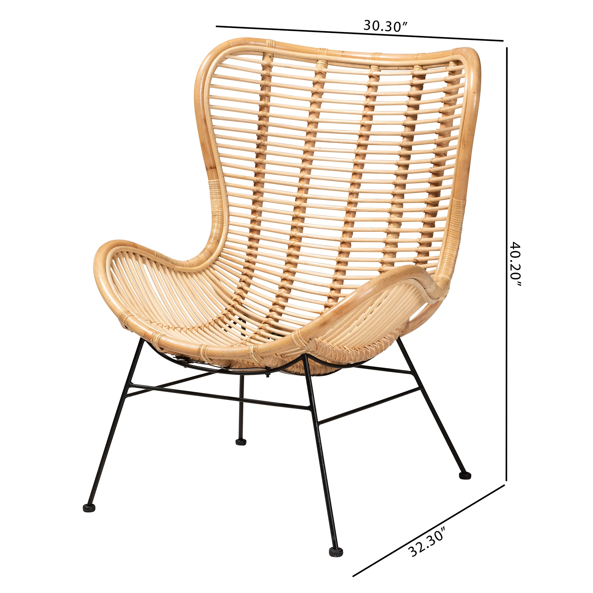 Baxton Studio bali & pari Colorado Modern Bohemian Natural Brown Rattan and Black Metal Accent Chair - Image 10