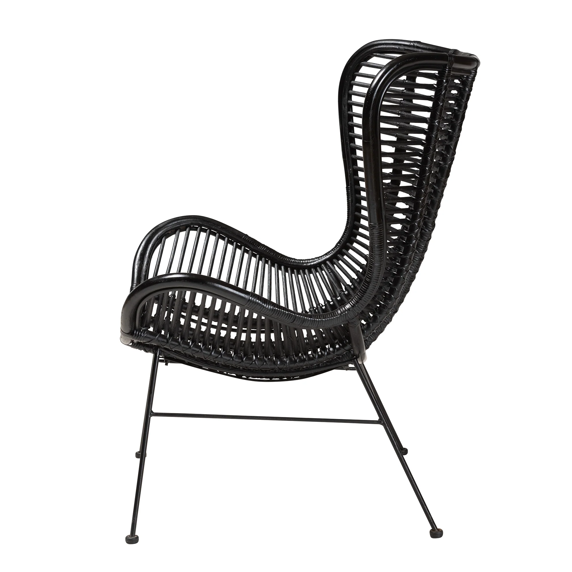 Baxton Studio bali & pari Colorado Modern Bohemian Natural Brown Rattan and Black Metal Accent Chair - Image 14
